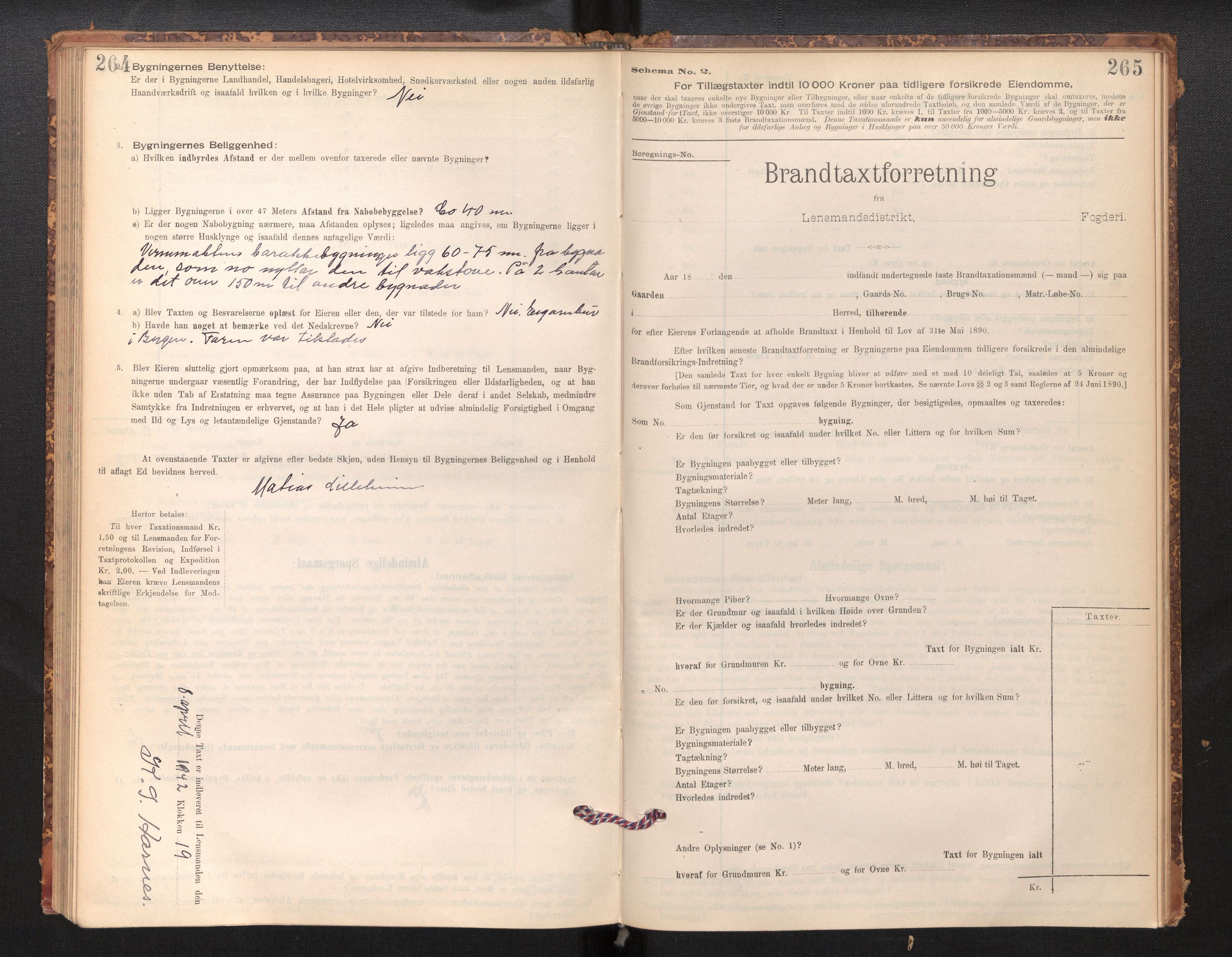 Lensmannen i Stryn og Innvik, SAB/A-30201/0012/L0002: Branntakstprotokoll, skjematakst, 1894-1942, p. 264-265