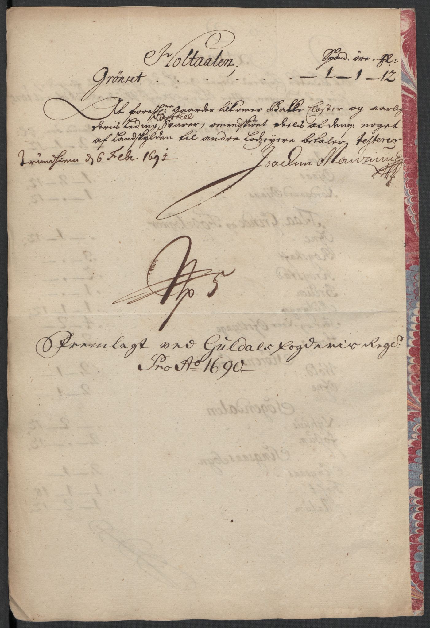 Rentekammeret inntil 1814, Reviderte regnskaper, Fogderegnskap, AV/RA-EA-4092/R59/L3940: Fogderegnskap Gauldal, 1689-1690, p. 396