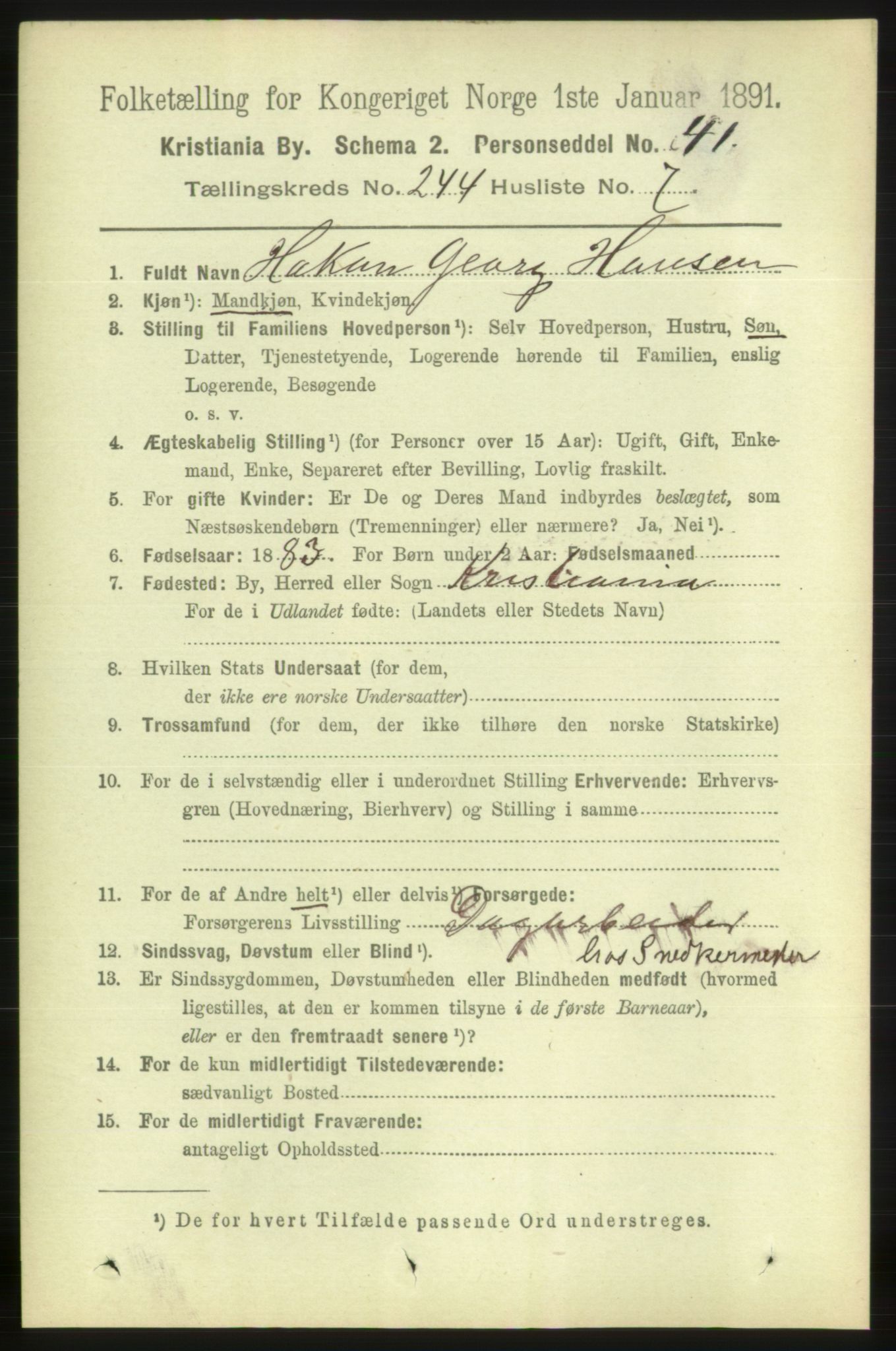 RA, 1891 census for 0301 Kristiania, 1891, p. 148570