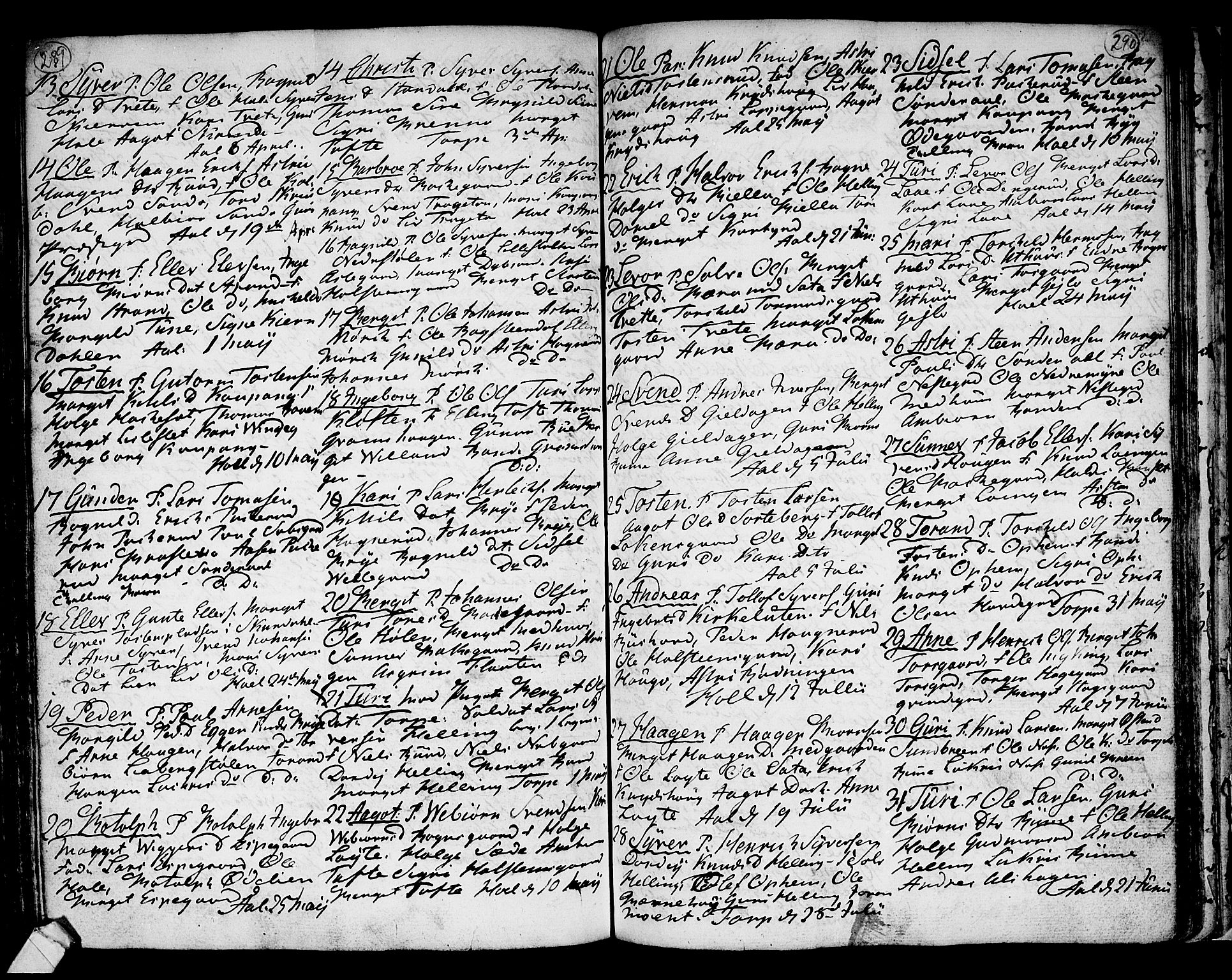 Ål kirkebøker, AV/SAKO-A-249/F/Fa/L0002: Parish register (official) no. I 2, 1771-1806, p. 289-290