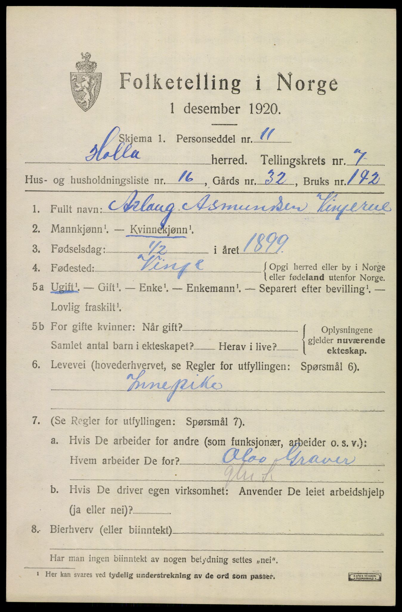 SAKO, 1920 census for Holla, 1920, p. 5035