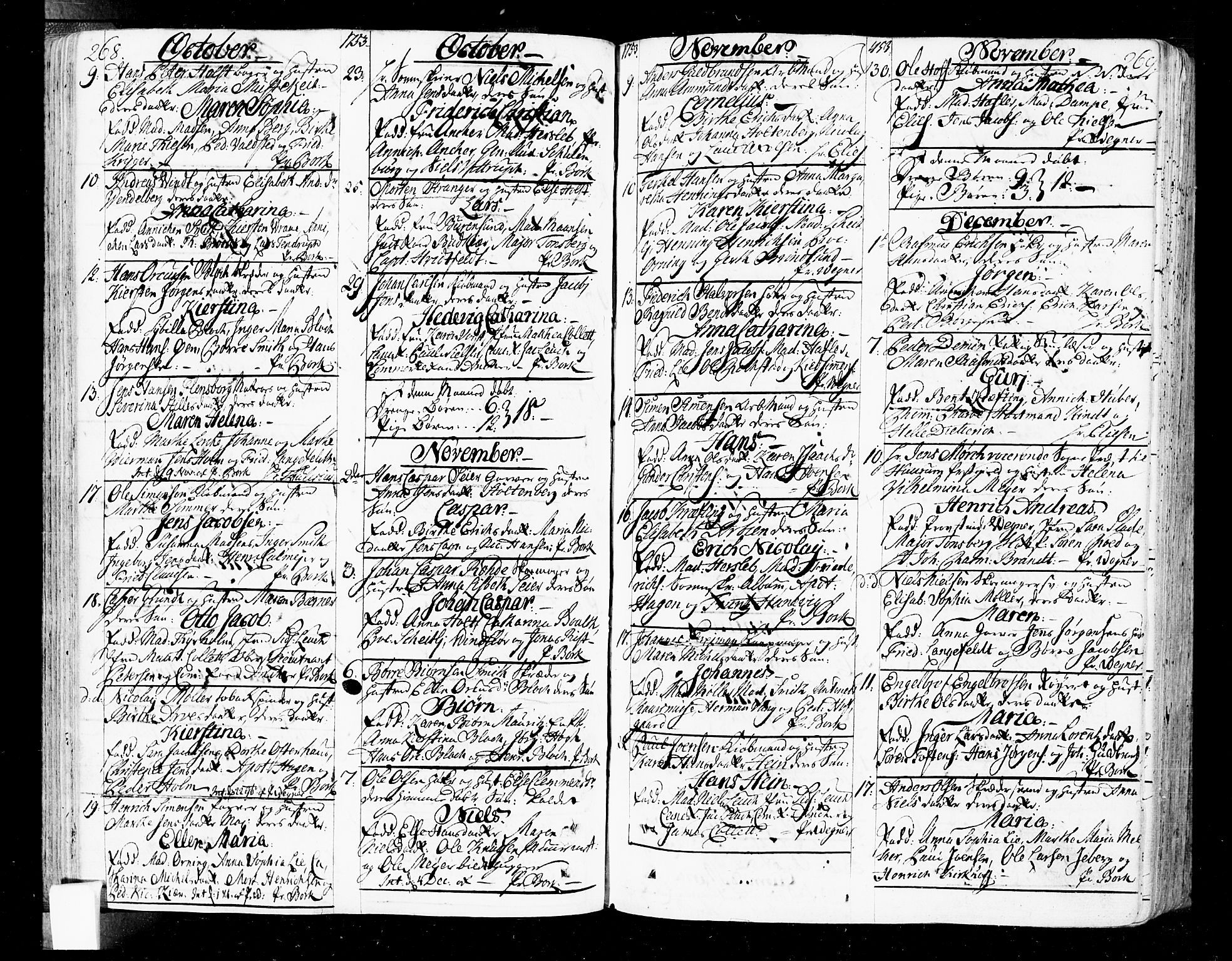 Oslo domkirke Kirkebøker, AV/SAO-A-10752/F/Fa/L0004: Parish register (official) no. 4, 1743-1786, p. 268-269