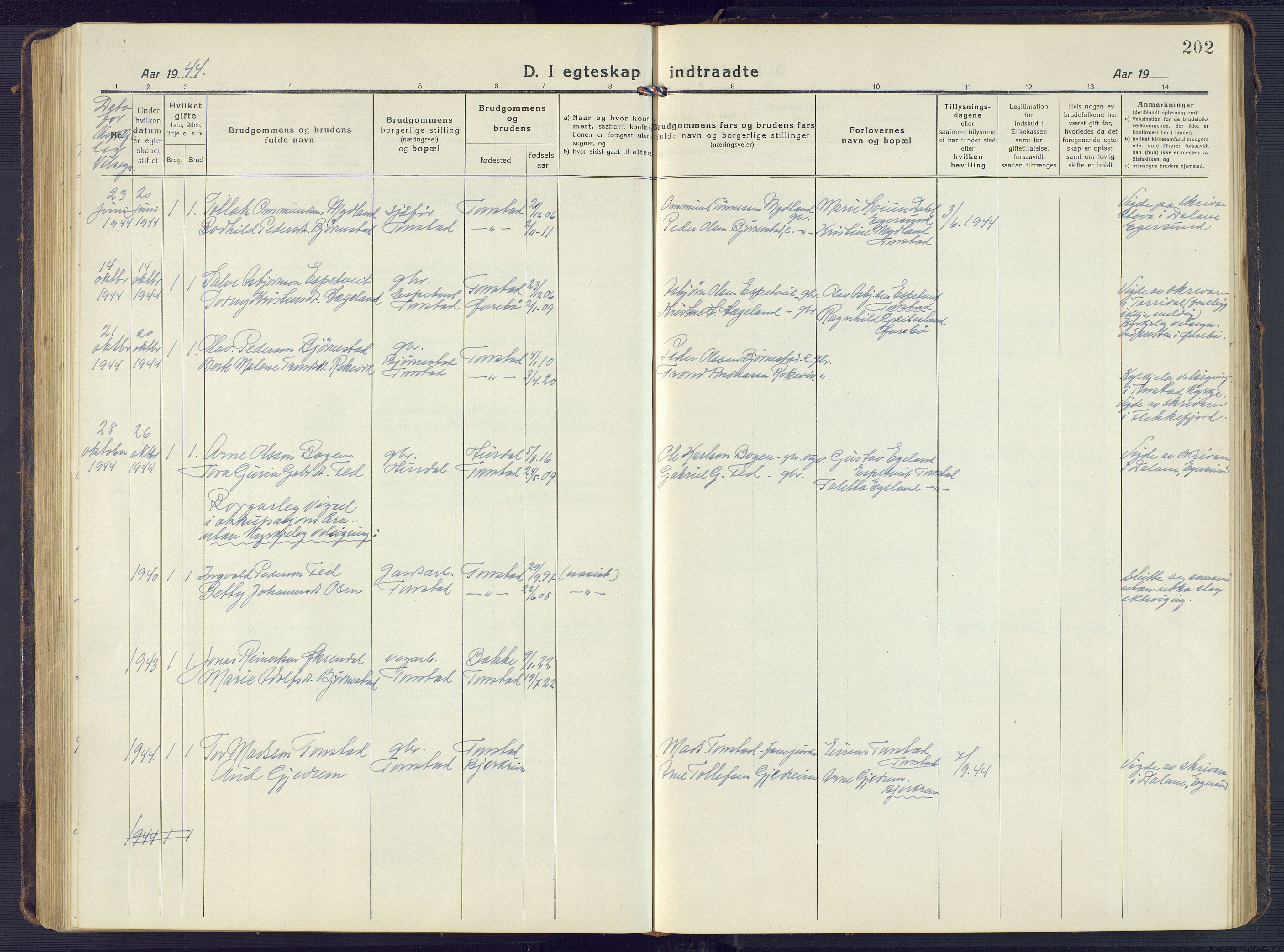 Sirdal sokneprestkontor, SAK/1111-0036/F/Fb/Fbb/L0005: Parish register (copy) no. B 5, 1916-1960, p. 202