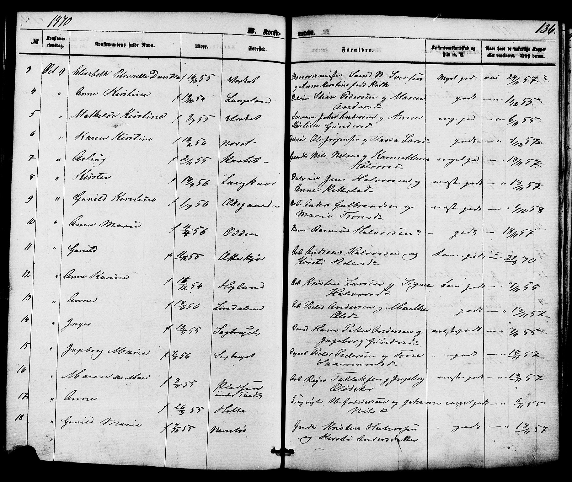 Holla kirkebøker, AV/SAKO-A-272/F/Fa/L0007: Parish register (official) no. 7, 1869-1881, p. 136