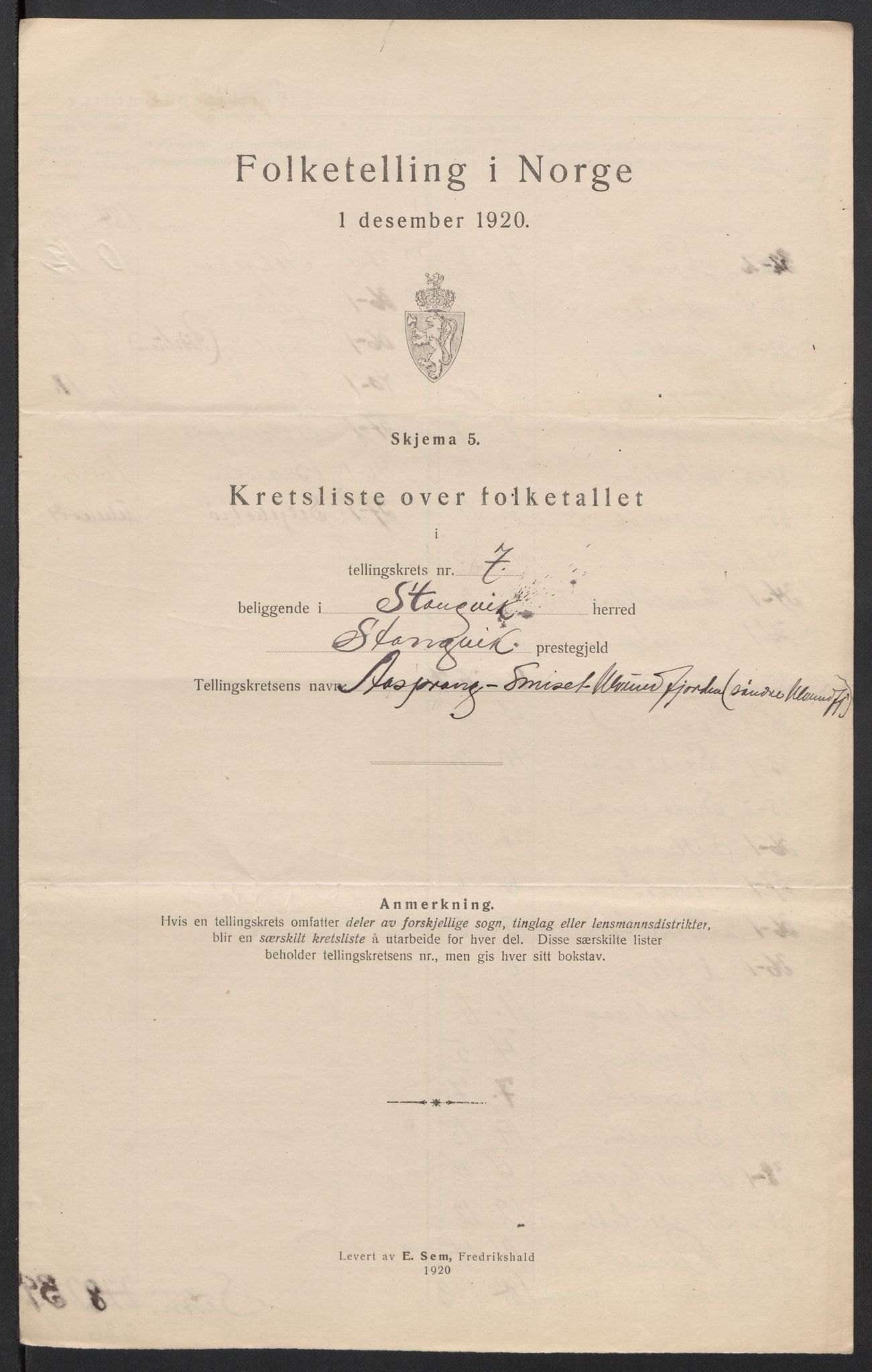 SAT, 1920 census for Stangvik, 1920, p. 26