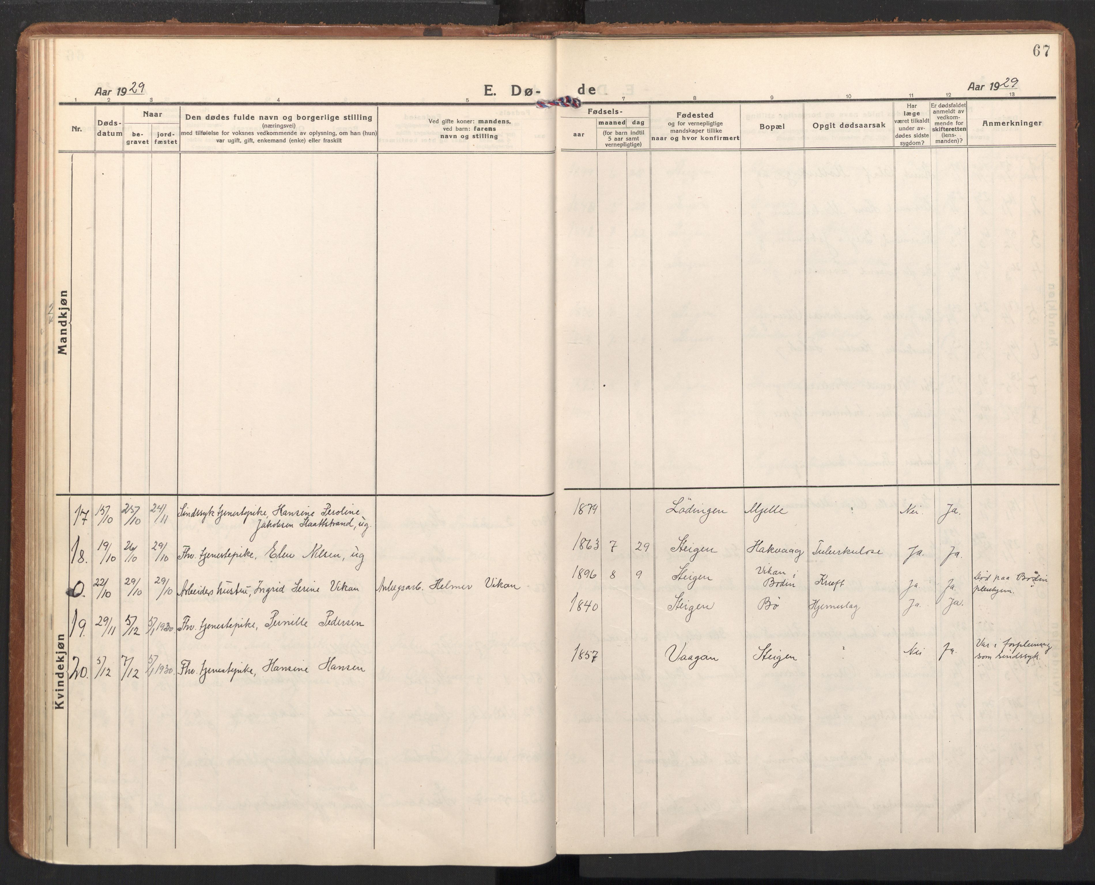 Ministerialprotokoller, klokkerbøker og fødselsregistre - Nordland, SAT/A-1459/855/L0809: Parish register (official) no. 855A18, 1921-1939, p. 67
