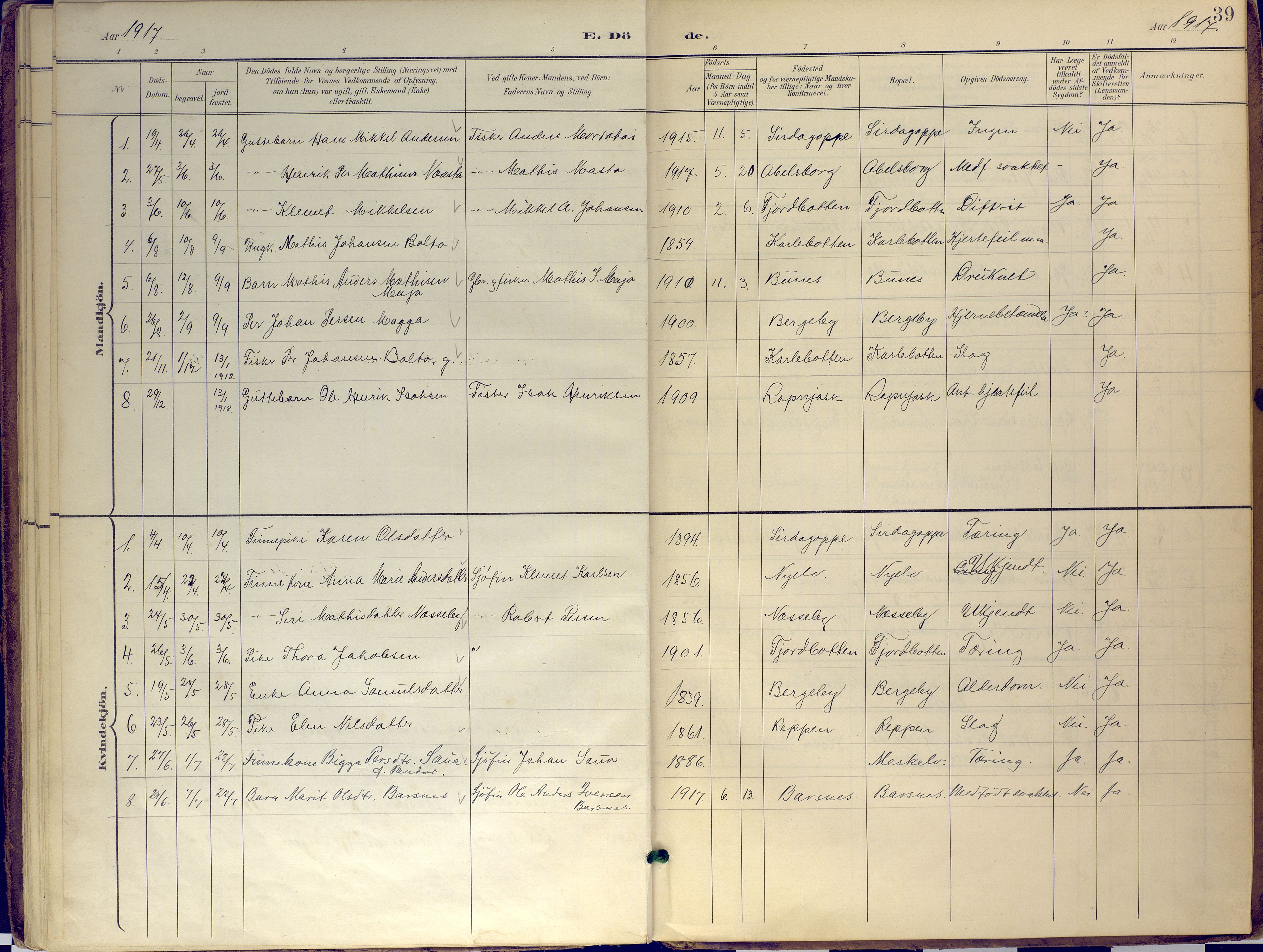 Nesseby sokneprestkontor, SATØ/S-1330/H/Ha/L0007kirke: Parish register (official) no. 7, 1898-1921, p. 39