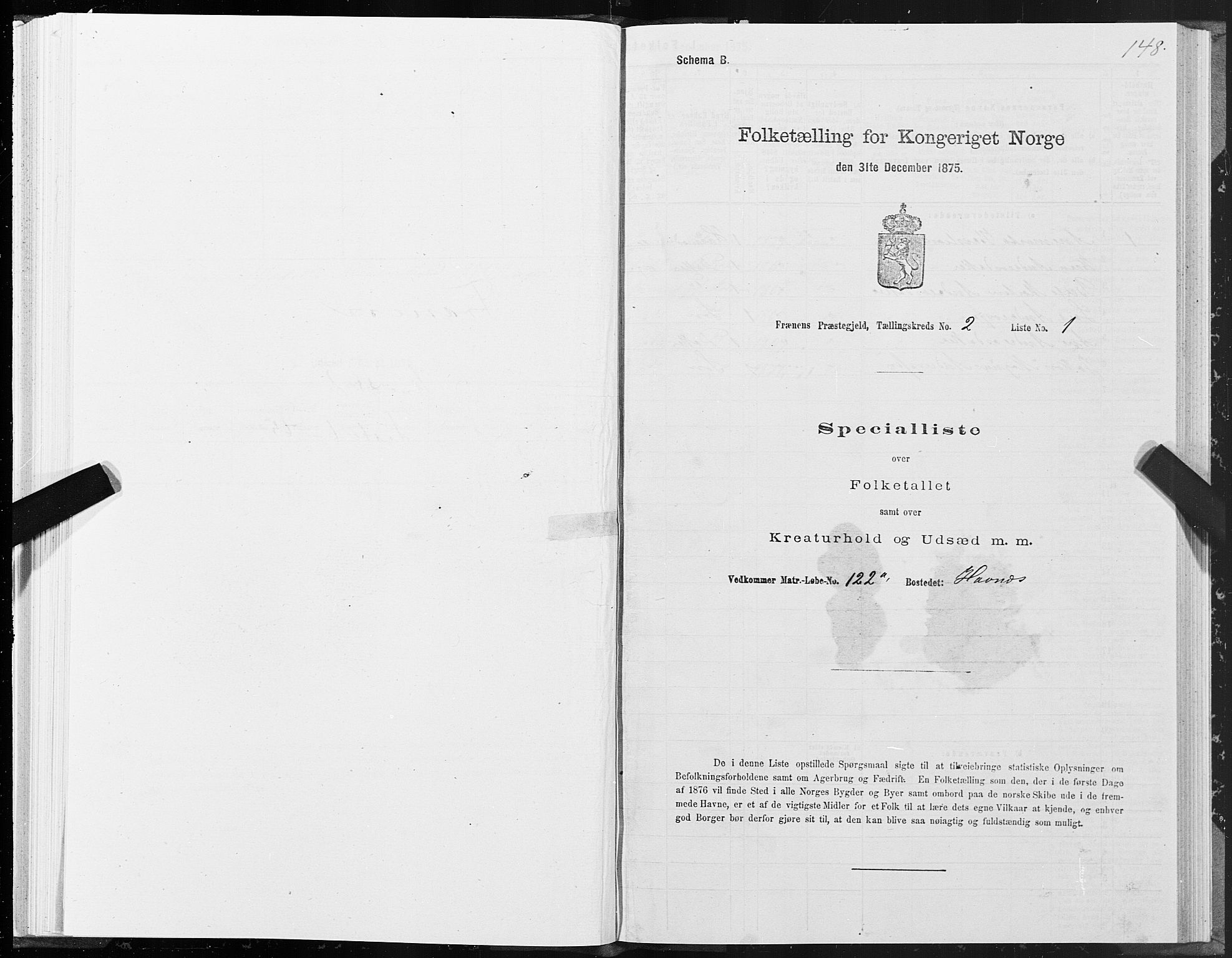 SAT, 1875 census for 1548P Fræna, 1875, p. 1148