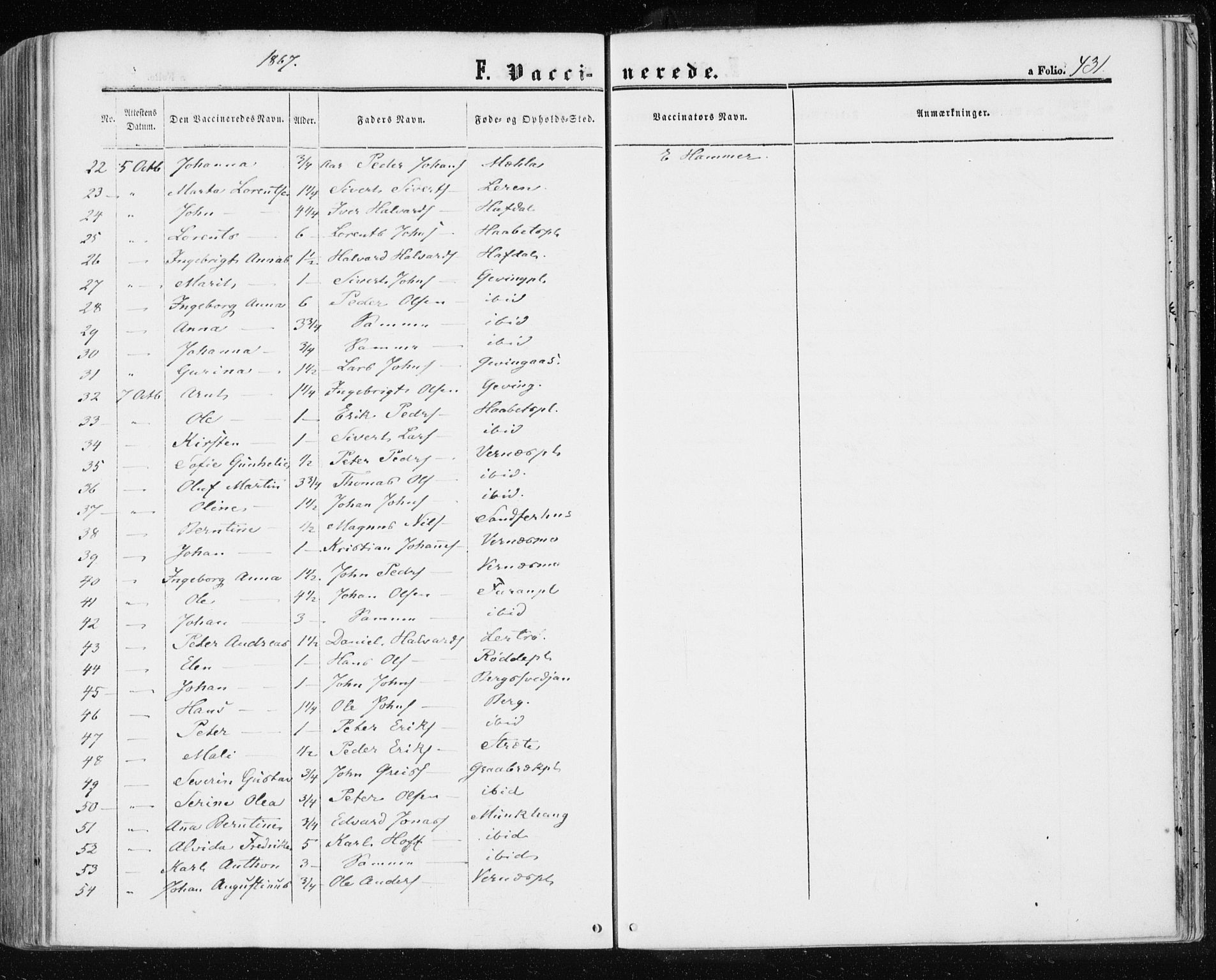 Ministerialprotokoller, klokkerbøker og fødselsregistre - Nord-Trøndelag, SAT/A-1458/709/L0075: Parish register (official) no. 709A15, 1859-1870, p. 431