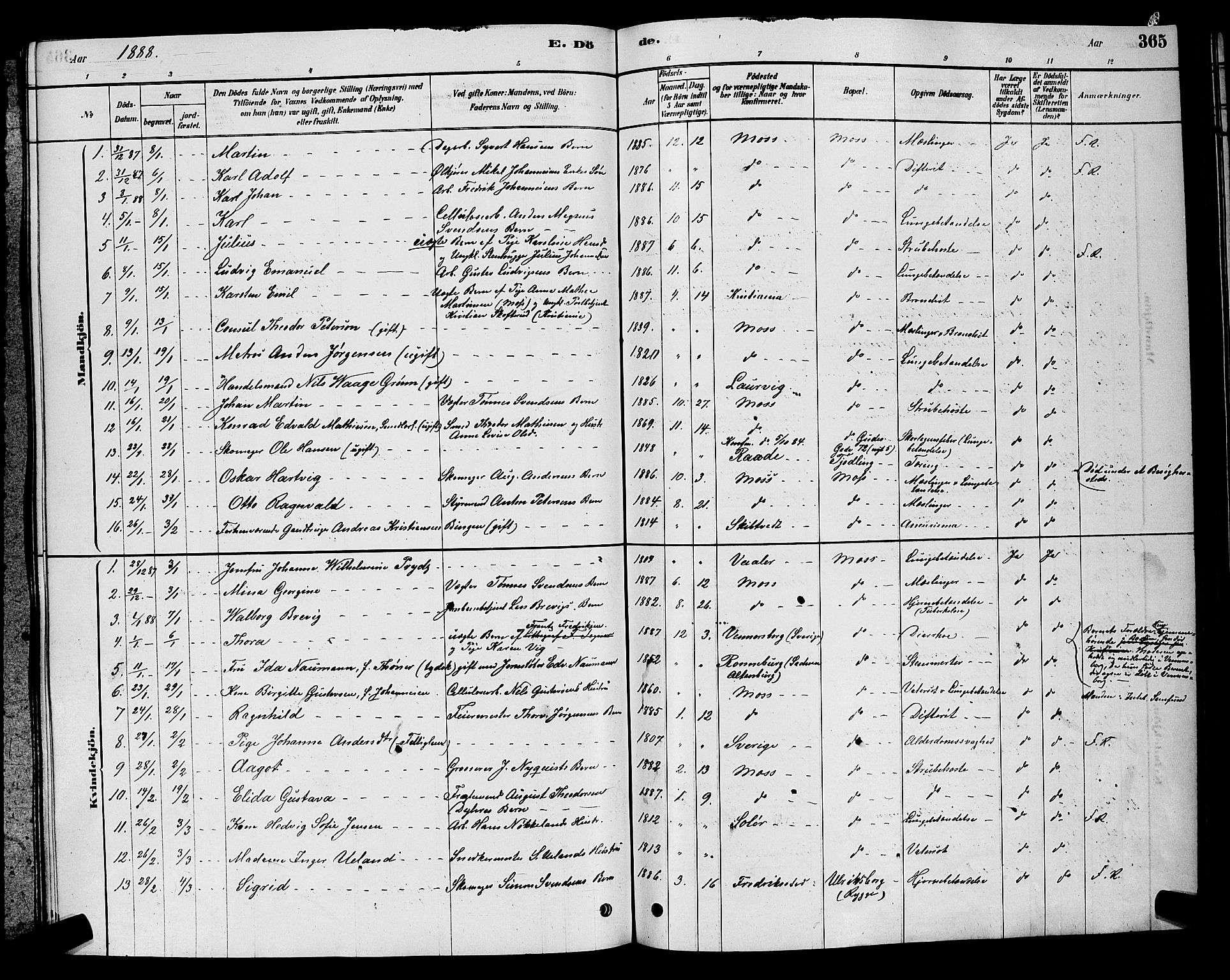 Moss prestekontor Kirkebøker, AV/SAO-A-2003/G/Ga/L0005: Parish register (copy) no. I 5, 1878-1888, p. 365