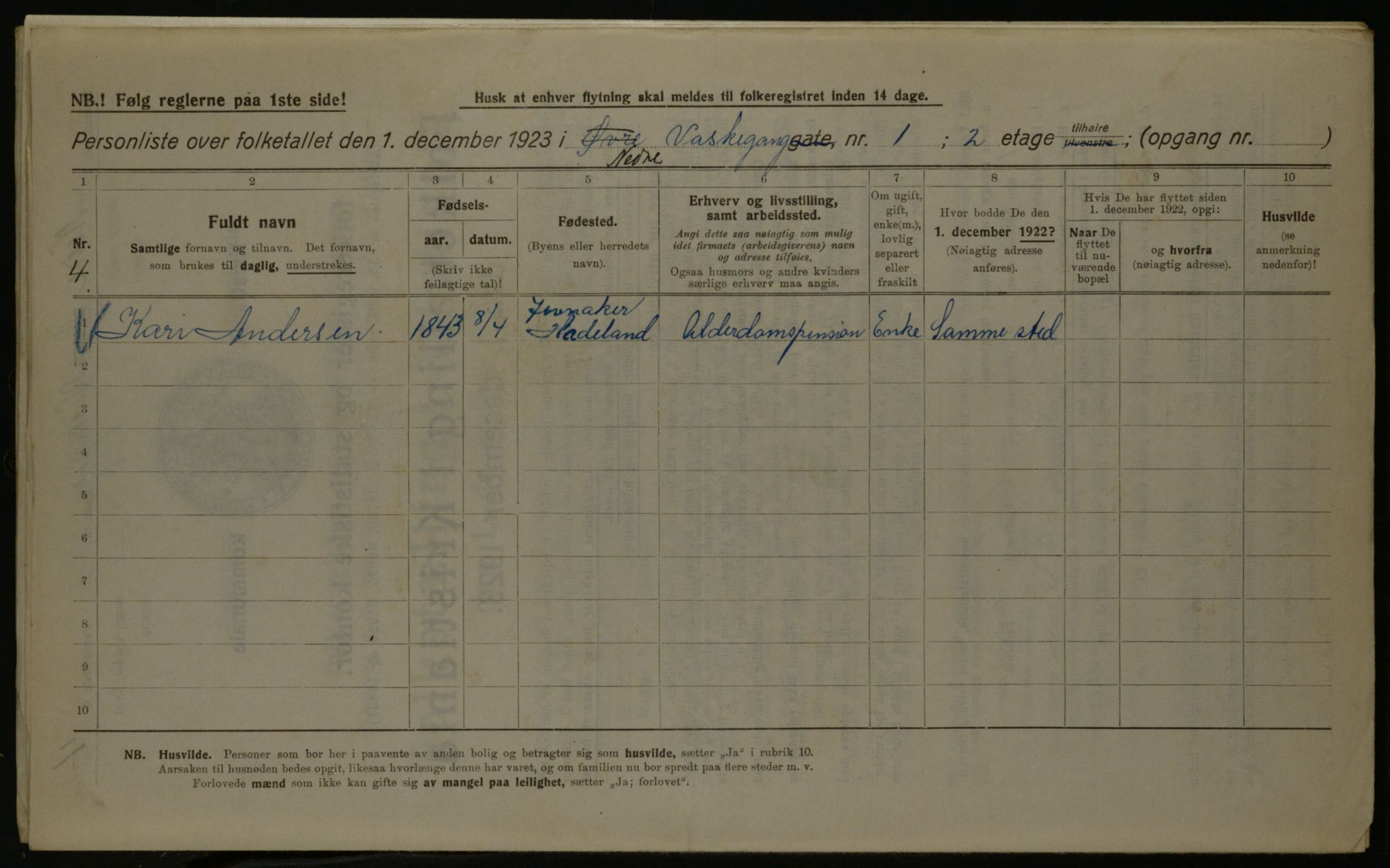 OBA, Municipal Census 1923 for Kristiania, 1923, p. 76537