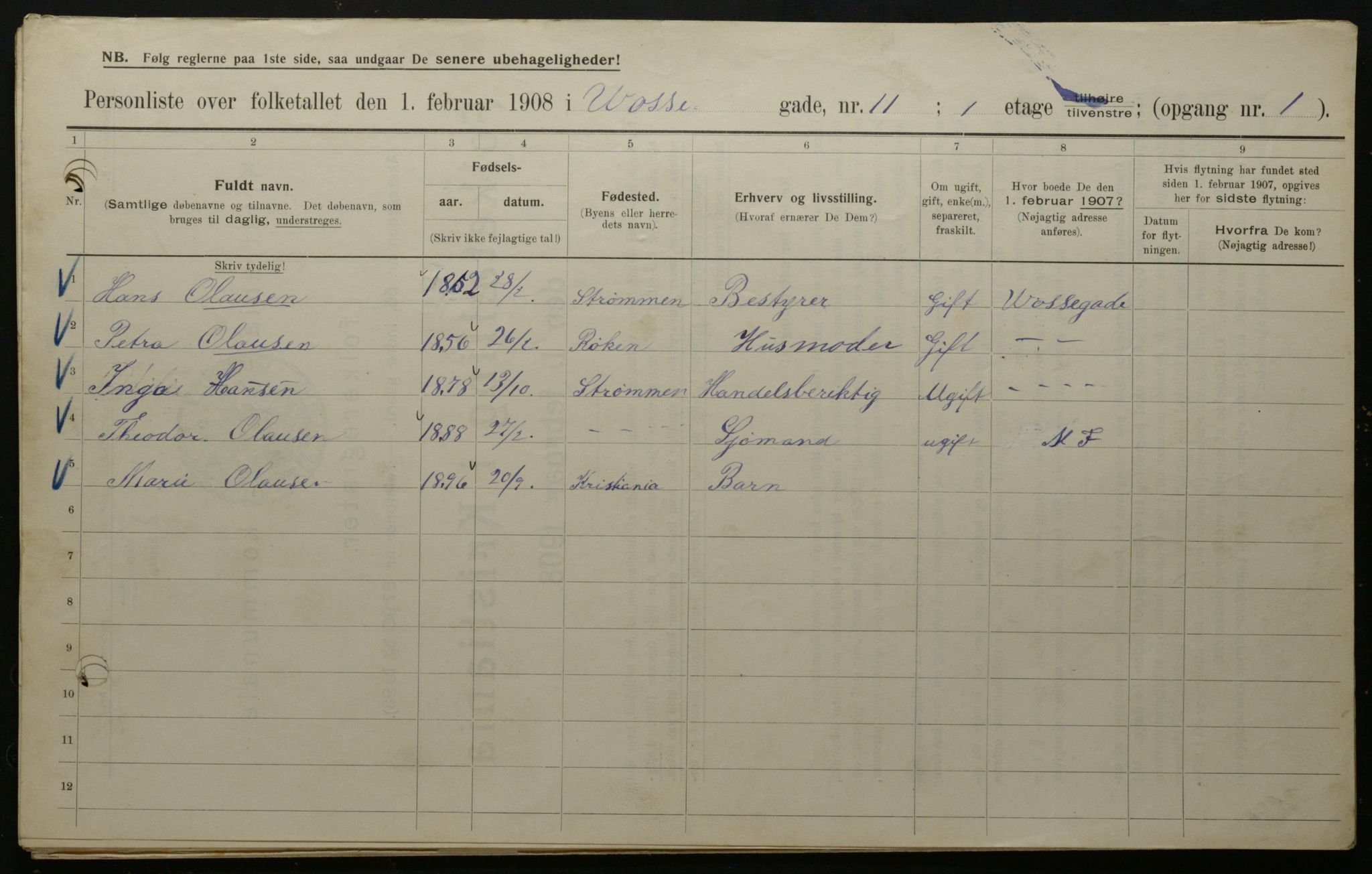 OBA, Municipal Census 1908 for Kristiania, 1908, p. 112579