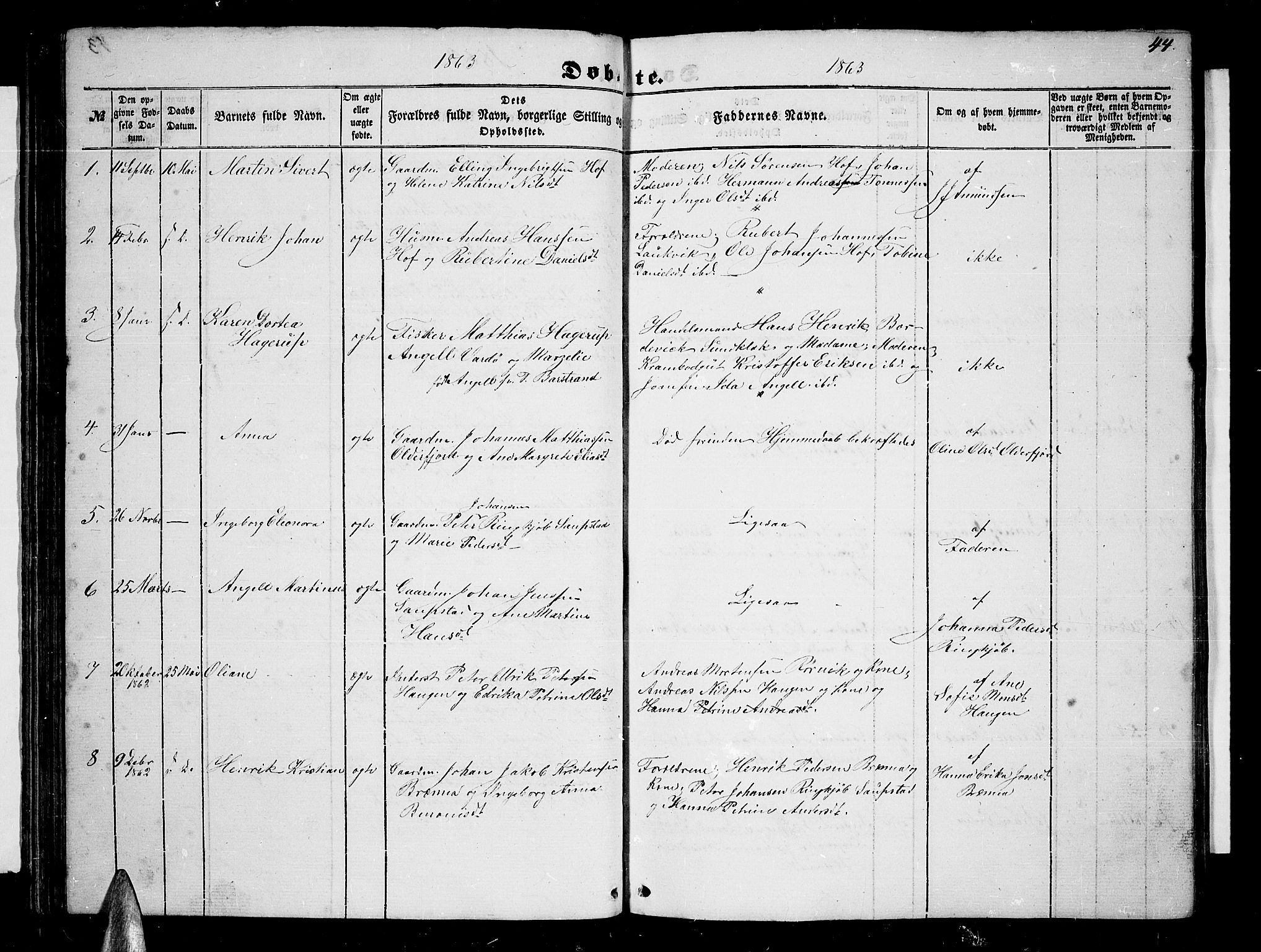 Ministerialprotokoller, klokkerbøker og fødselsregistre - Nordland, AV/SAT-A-1459/876/L1102: Parish register (copy) no. 876C01, 1852-1886, p. 44