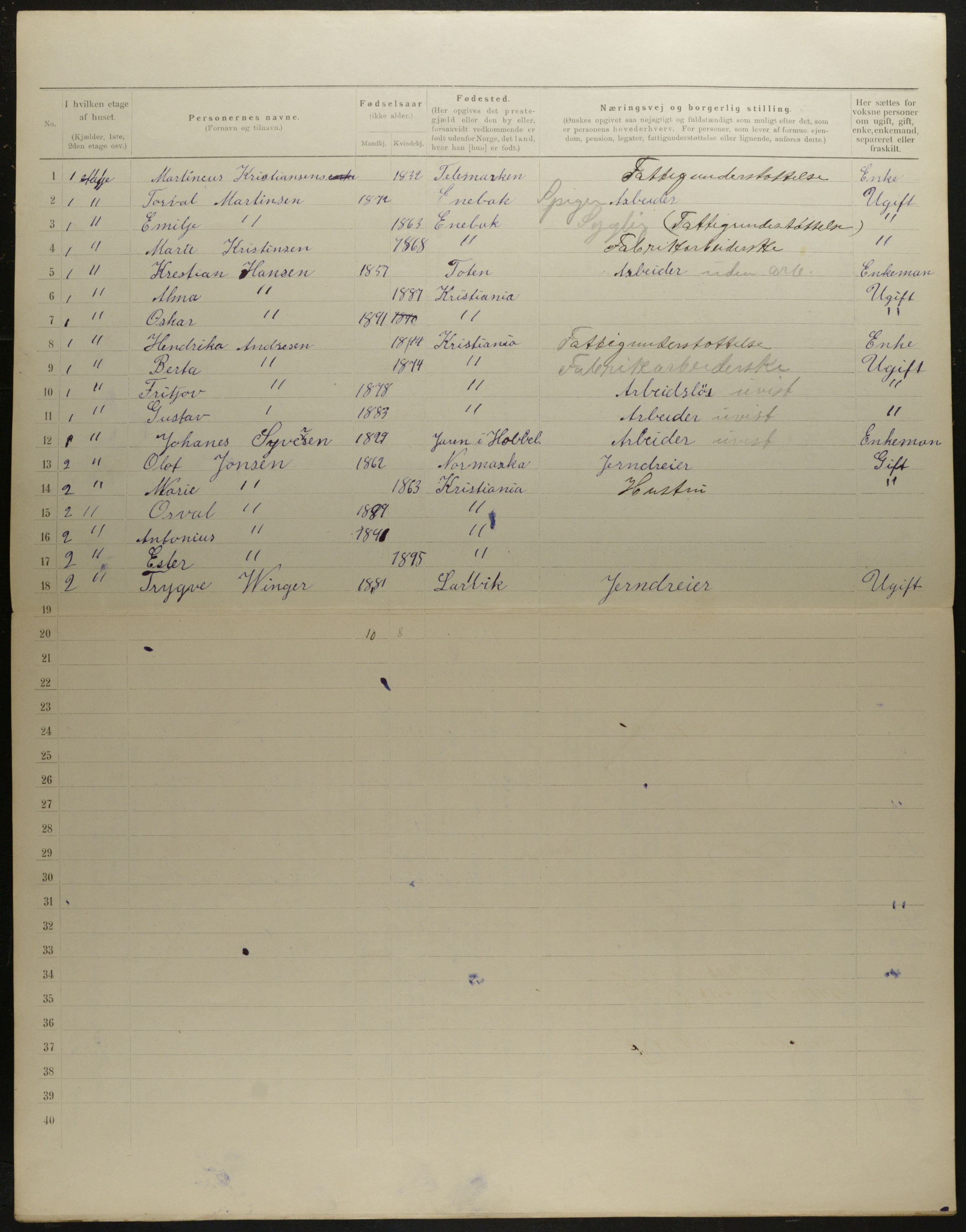 OBA, Municipal Census 1901 for Kristiania, 1901, p. 8354