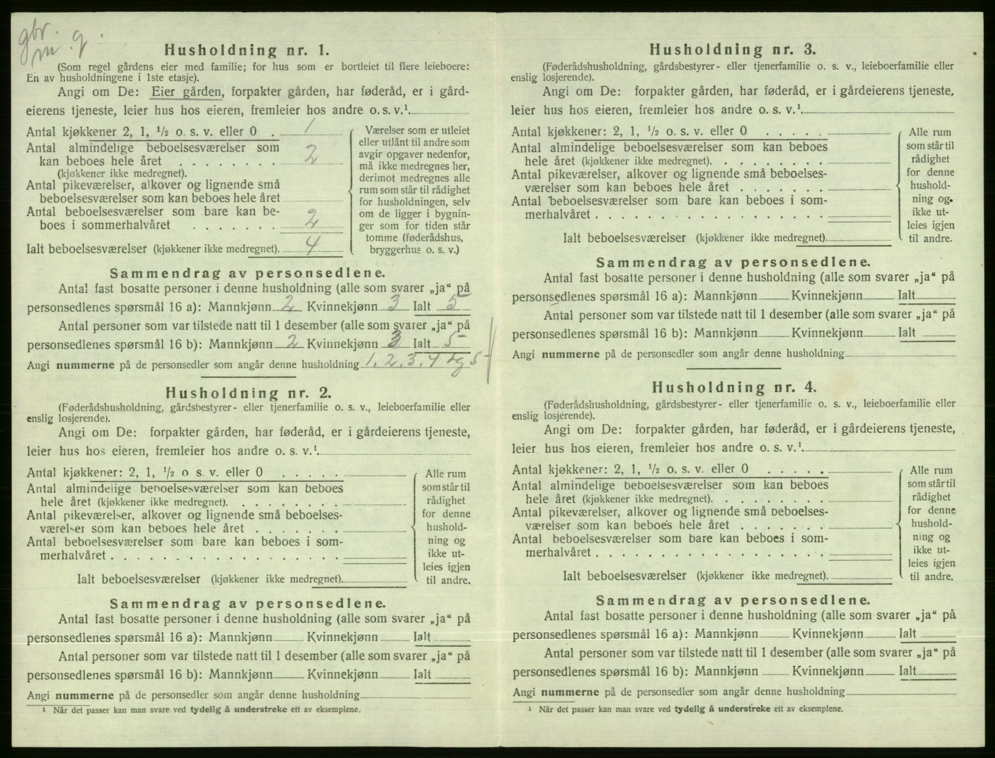 SAB, 1920 census for Vossestrand, 1920, p. 121