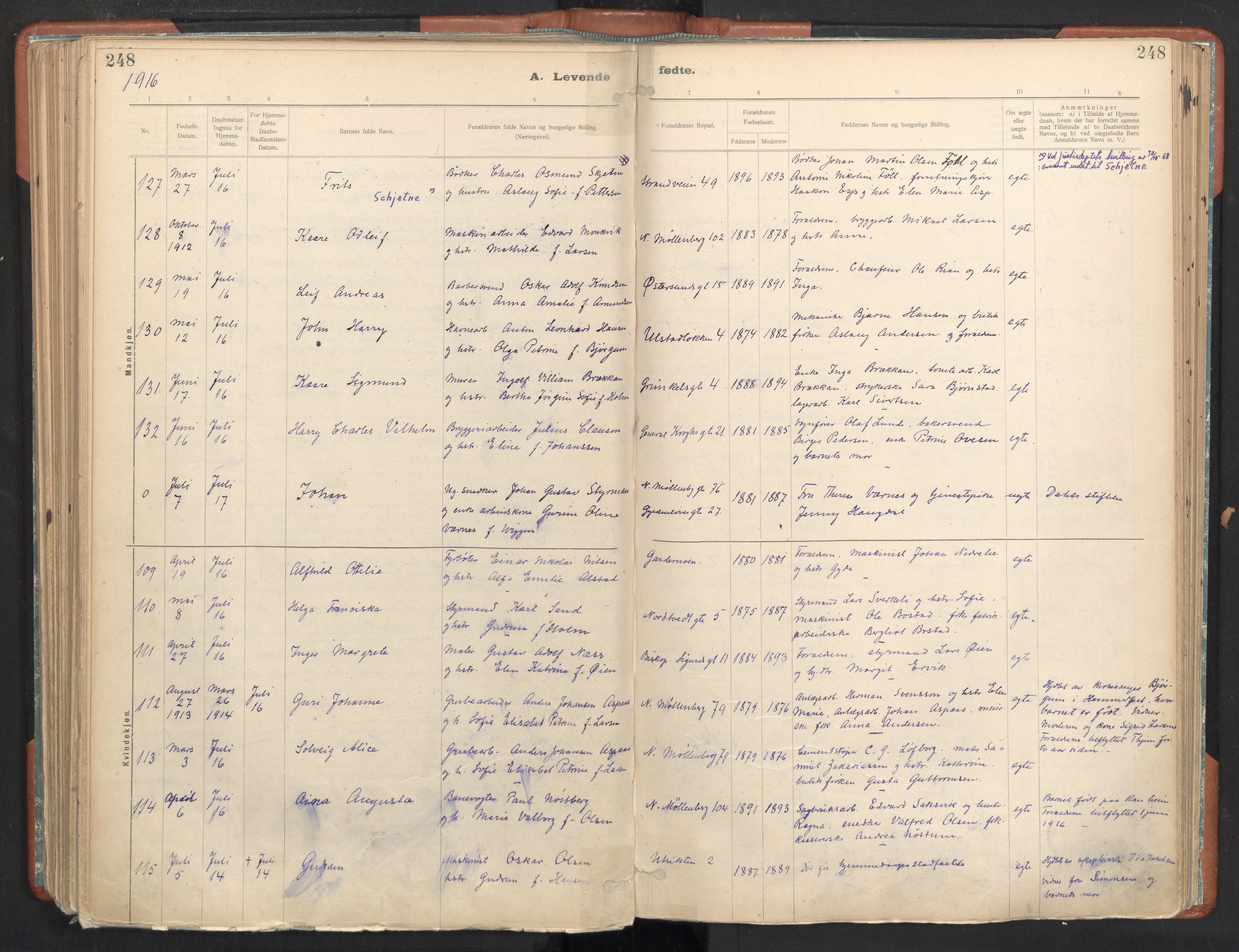 Ministerialprotokoller, klokkerbøker og fødselsregistre - Sør-Trøndelag, AV/SAT-A-1456/605/L0243: Parish register (official) no. 605A05, 1908-1923, p. 248