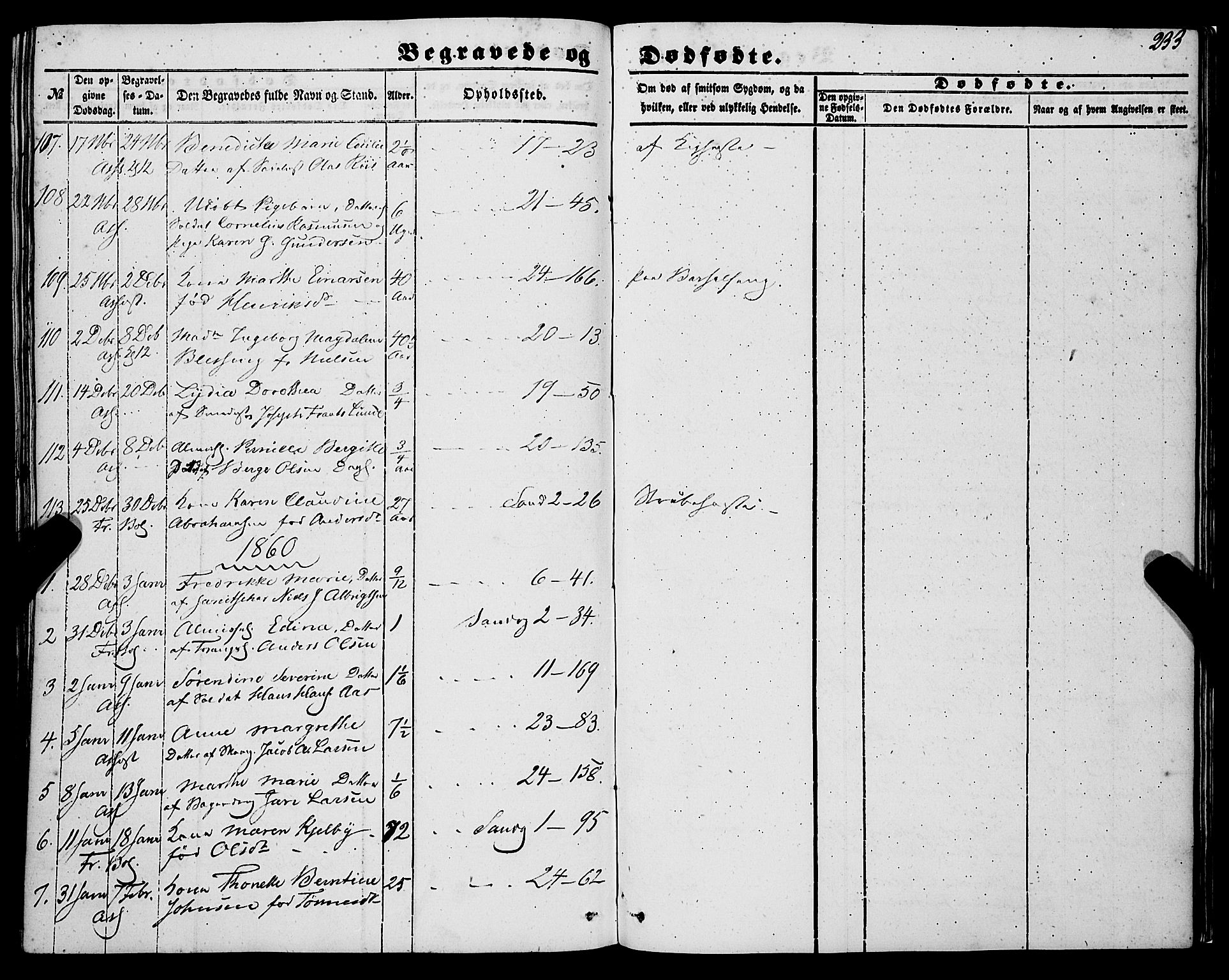 Korskirken sokneprestembete, AV/SAB-A-76101/H/Haa: Parish register (official) no. E 2, 1848-1862, p. 233