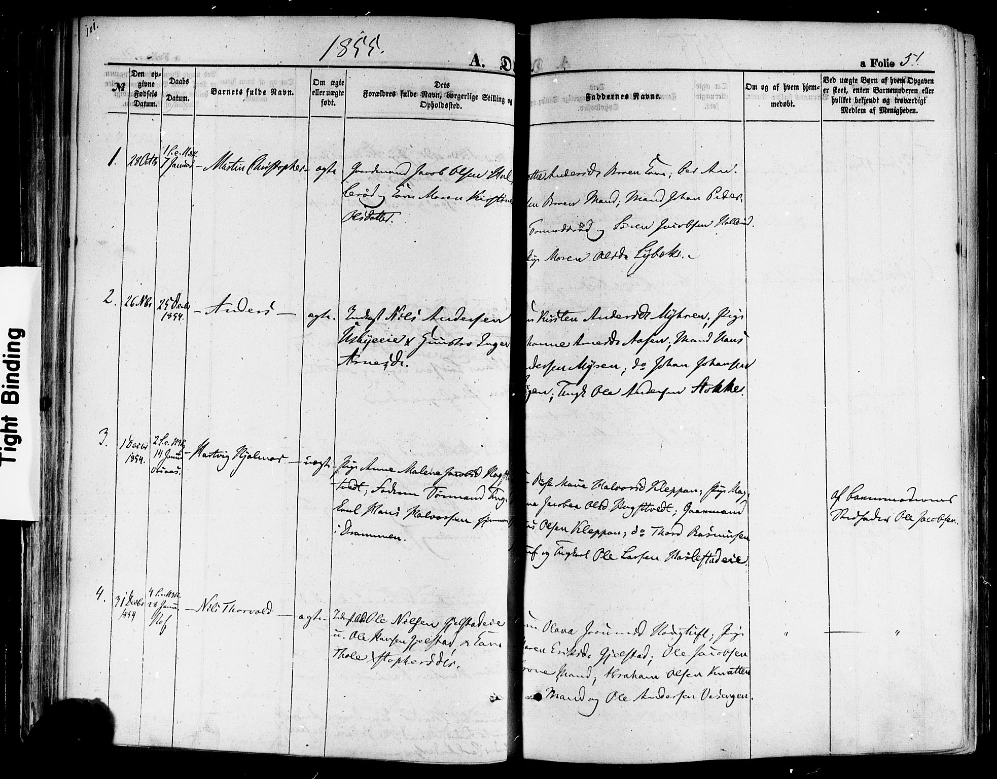 Hof kirkebøker, SAKO/A-64/F/Fa/L0006: Parish register (official) no. I 6, 1851-1877, p. 51