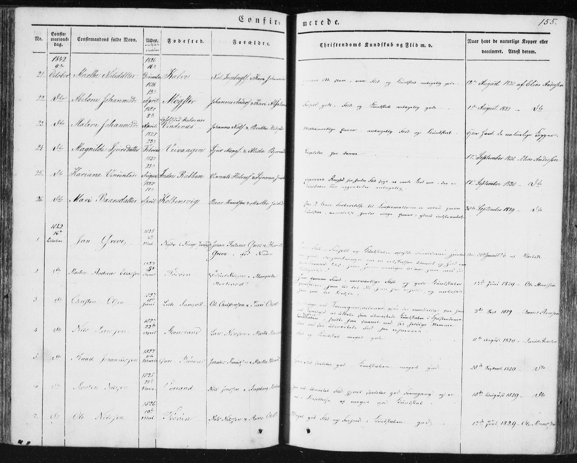 Sund sokneprestembete, AV/SAB-A-99930: Parish register (official) no. A 13, 1835-1849, p. 155