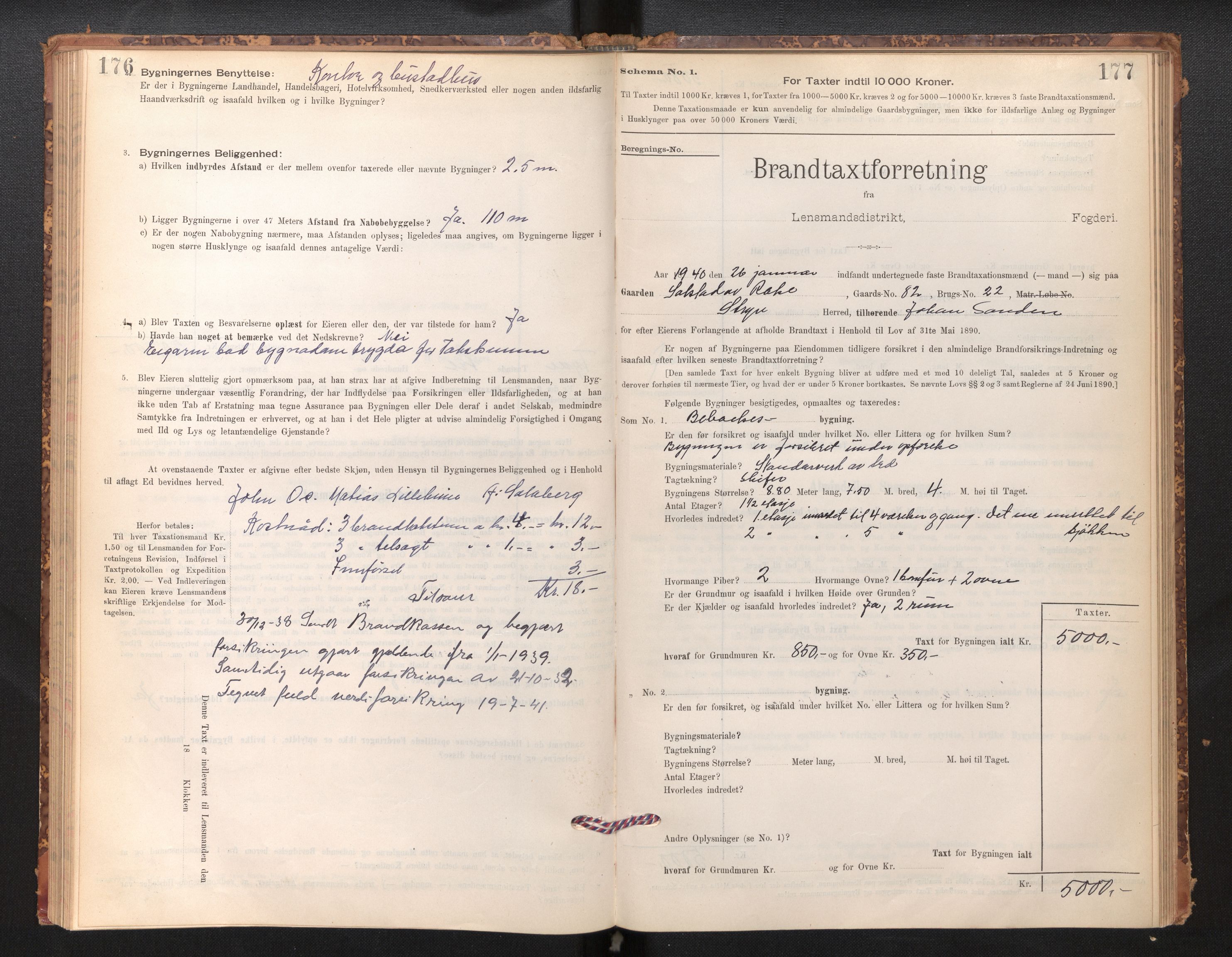 Lensmannen i Stryn og Innvik, SAB/A-30201/0012/L0002: Branntakstprotokoll, skjematakst, 1894-1942, p. 176-177
