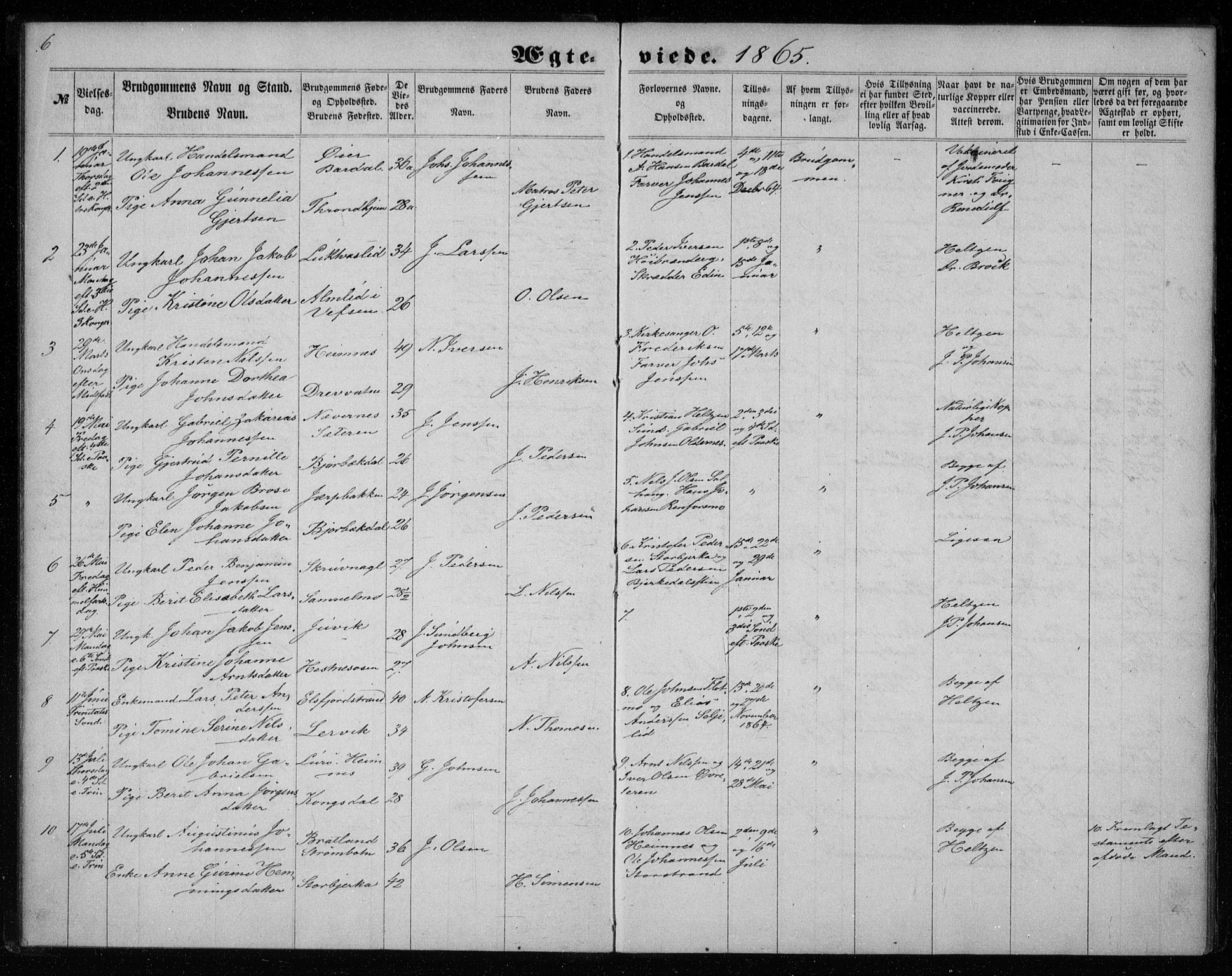 Ministerialprotokoller, klokkerbøker og fødselsregistre - Nordland, AV/SAT-A-1459/825/L0358: Parish register (official) no. 825A12, 1863-1878, p. 6