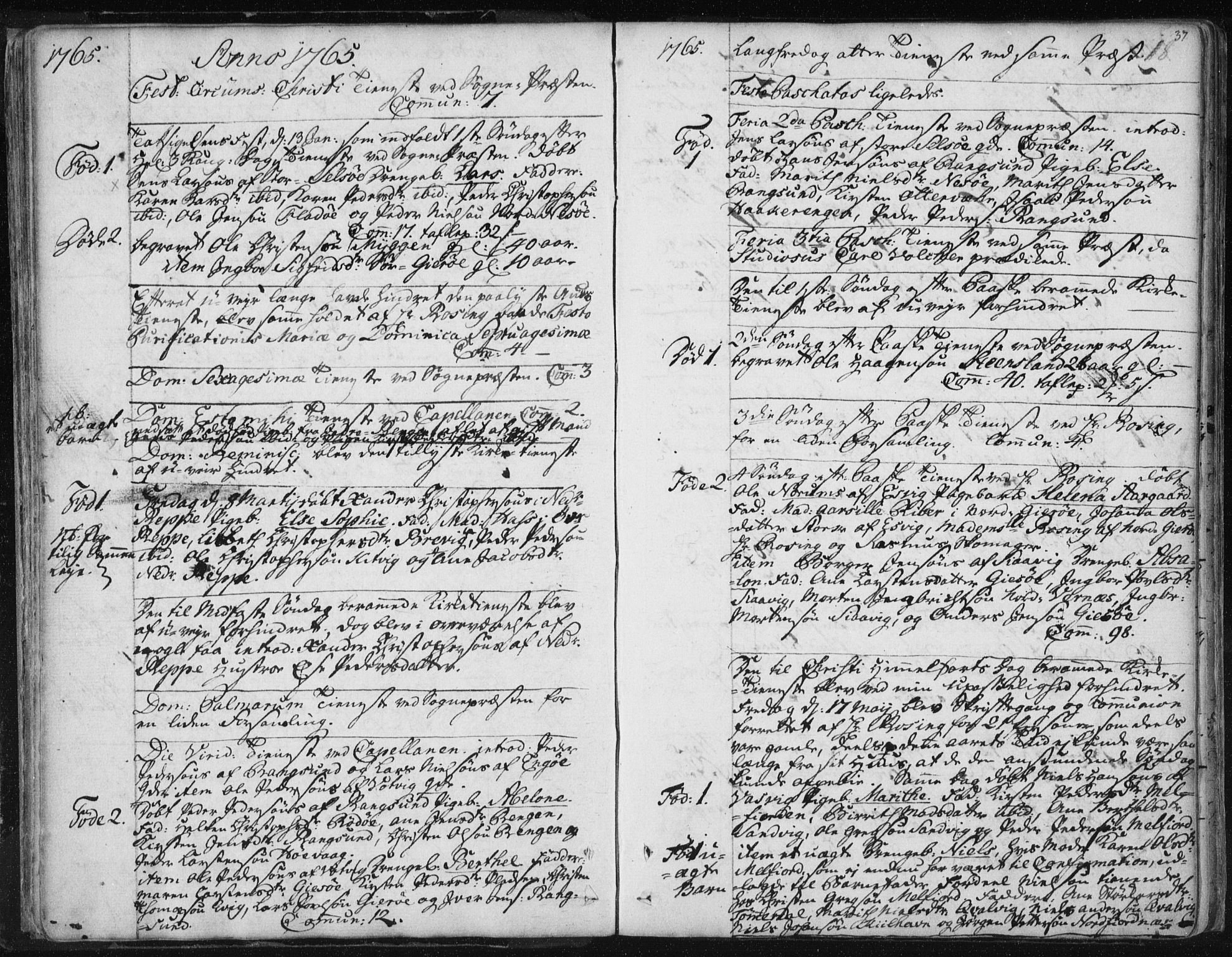 Ministerialprotokoller, klokkerbøker og fødselsregistre - Nordland, SAT/A-1459/841/L0587: Parish register (official) no. 841A02 /1, 1758-1776, p. 37