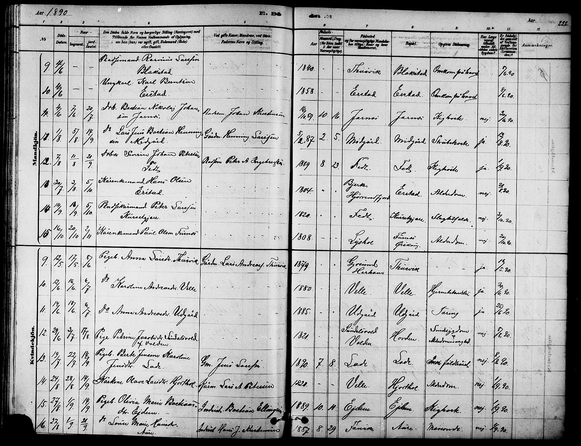Ministerialprotokoller, klokkerbøker og fødselsregistre - Møre og Romsdal, SAT/A-1454/523/L0339: Parish register (copy) no. 523C02, 1878-1891, p. 222