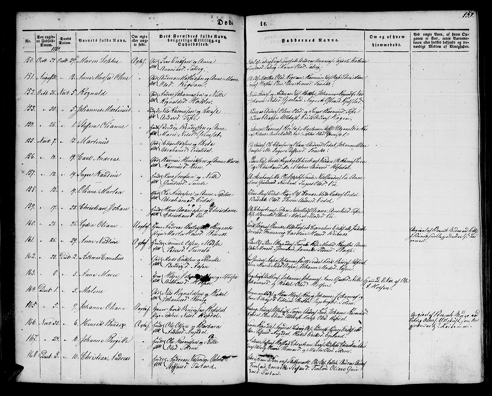 Førde sokneprestembete, SAB/A-79901/H/Haa/Haaa/L0007: Parish register (official) no. A 7, 1843-1860, p. 159