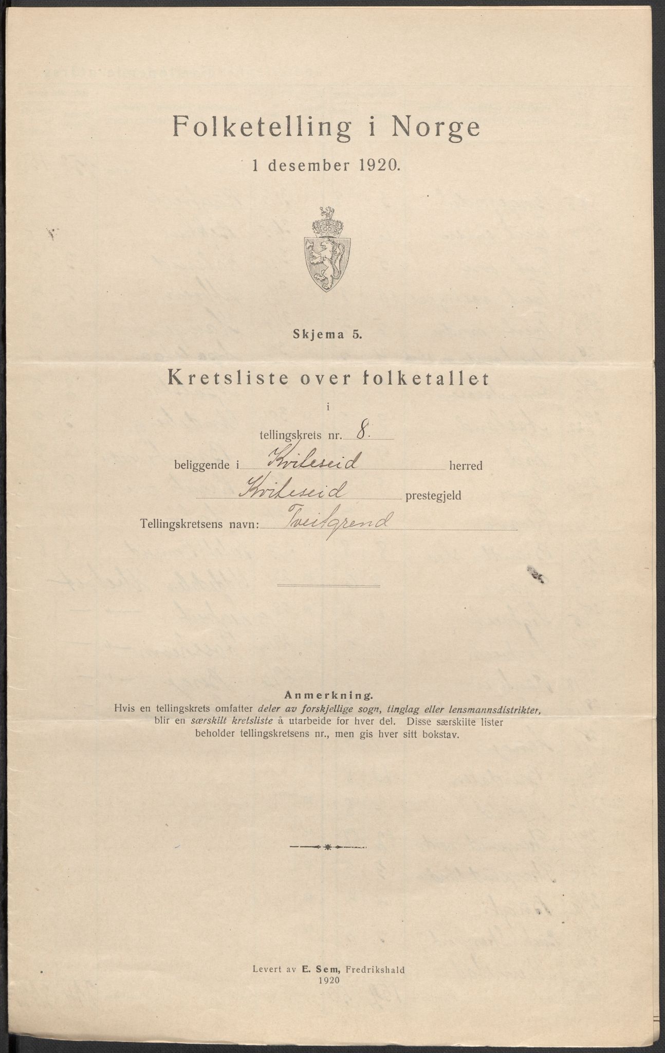 SAKO, 1920 census for Kviteseid, 1920, p. 25