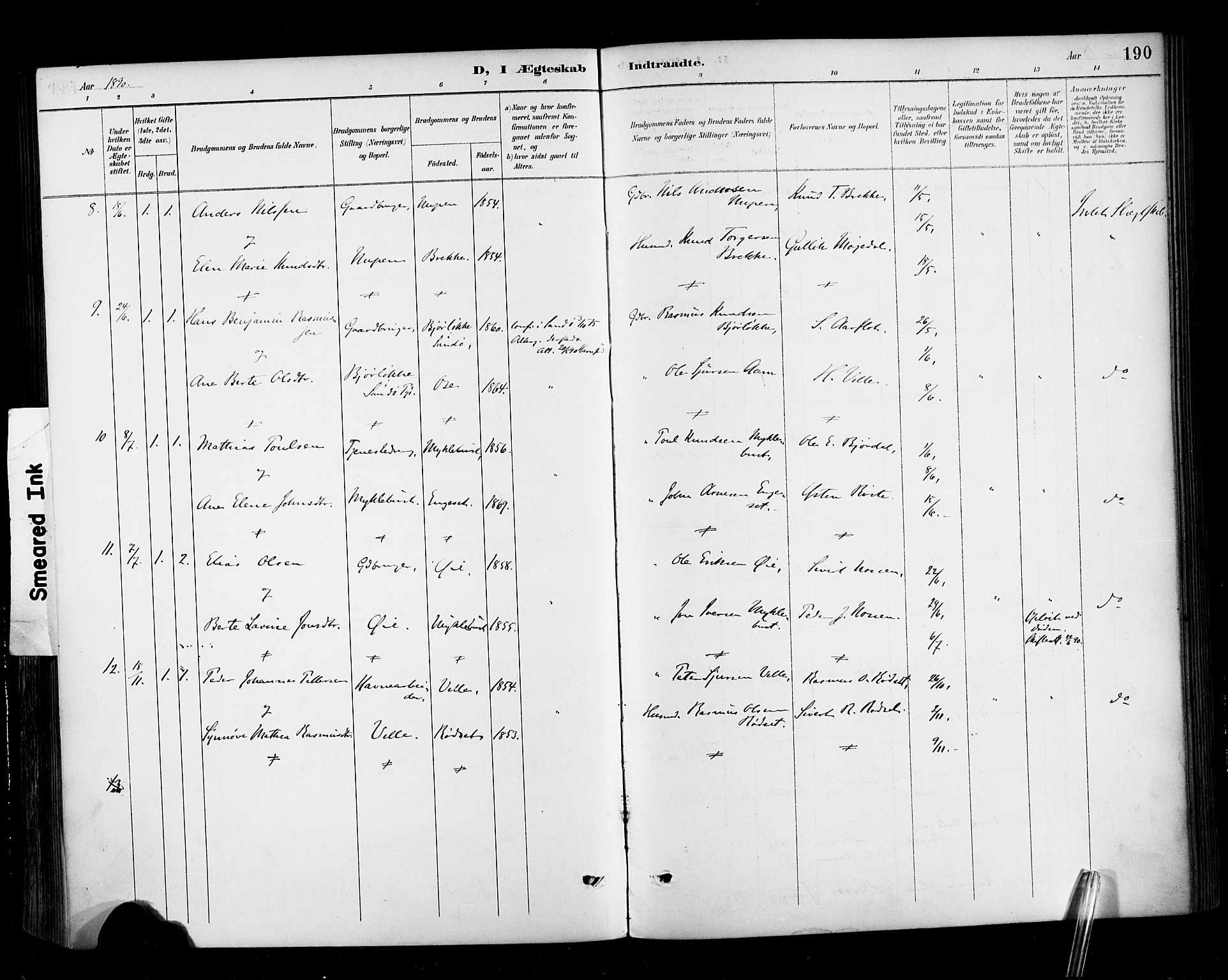 Ministerialprotokoller, klokkerbøker og fødselsregistre - Møre og Romsdal, AV/SAT-A-1454/513/L0177: Parish register (official) no. 513A04, 1890-1906, p. 190