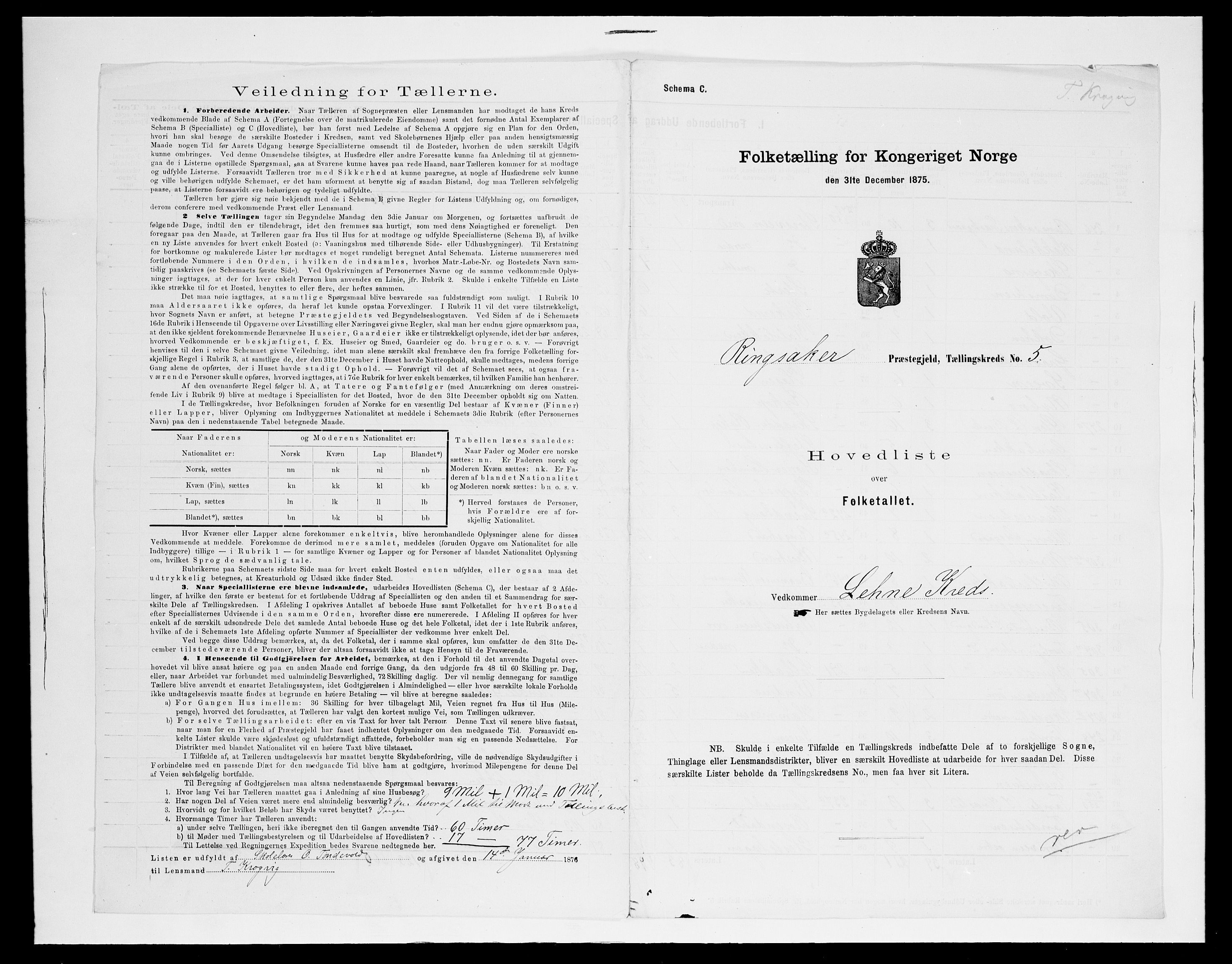 SAH, 1875 census for 0412P Ringsaker, 1875, p. 46