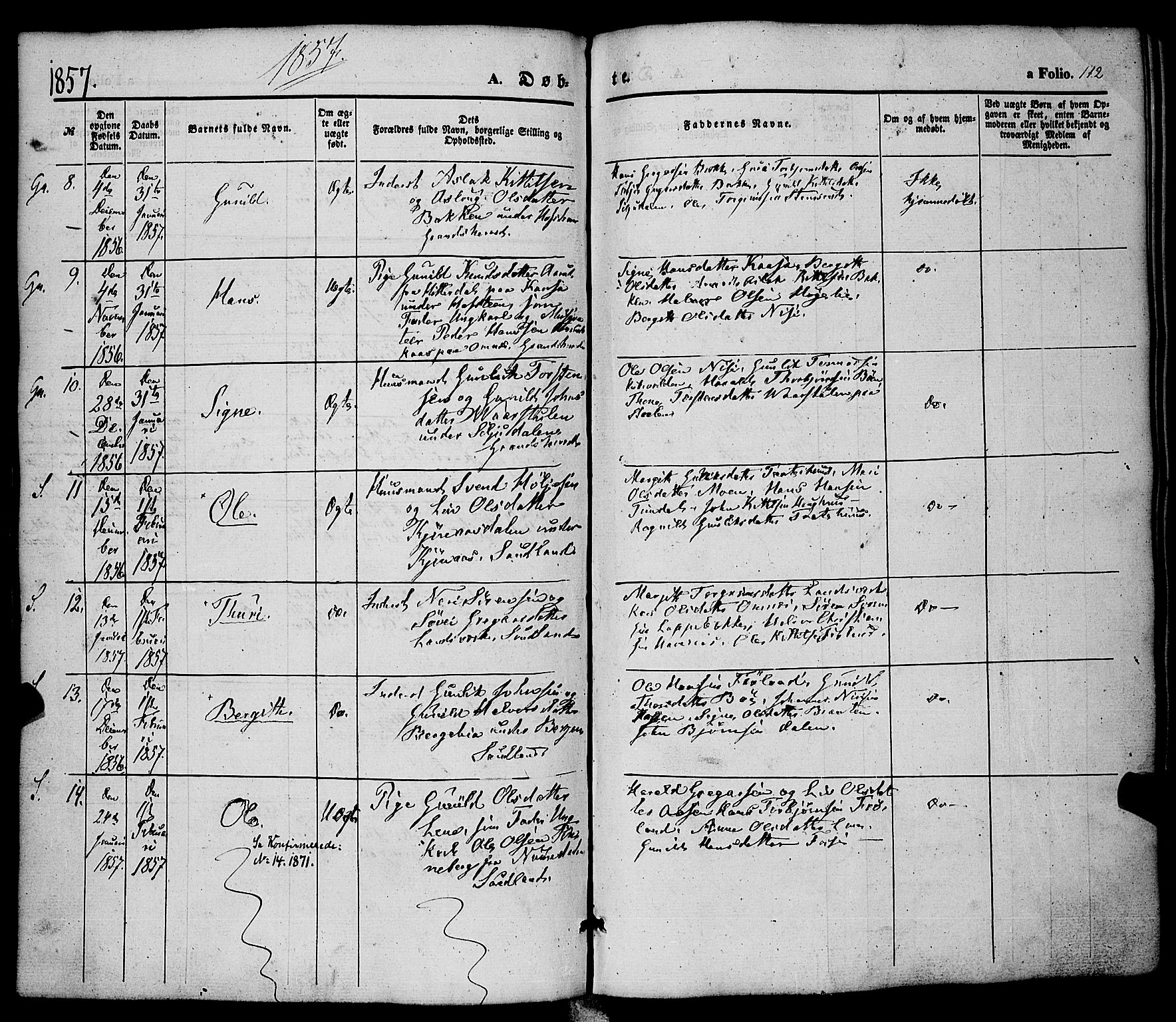 Hjartdal kirkebøker, AV/SAKO-A-270/F/Fa/L0008: Parish register (official) no. I 8, 1844-1859, p. 112