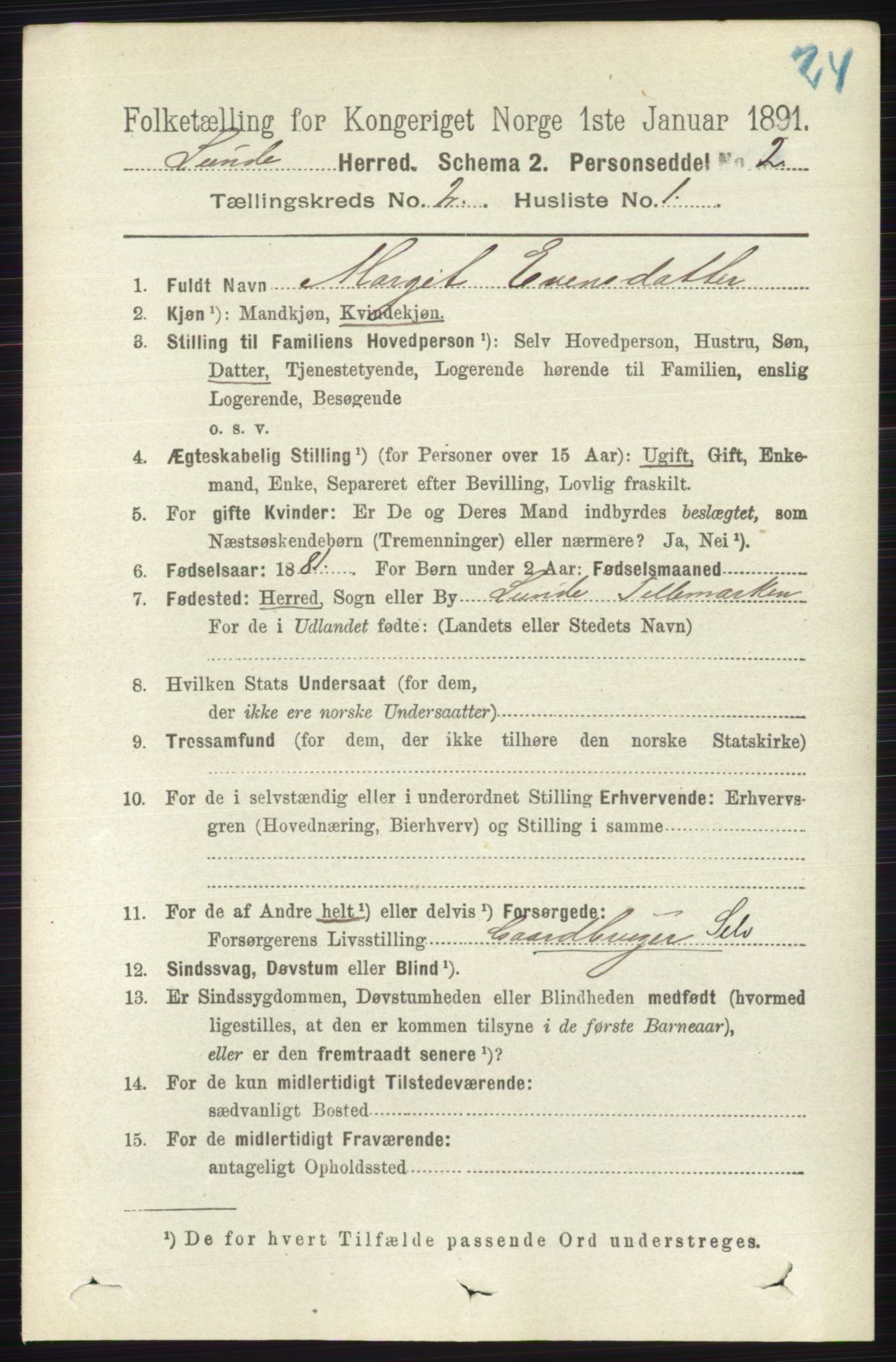 RA, 1891 census for 0820 Lunde, 1891, p. 359