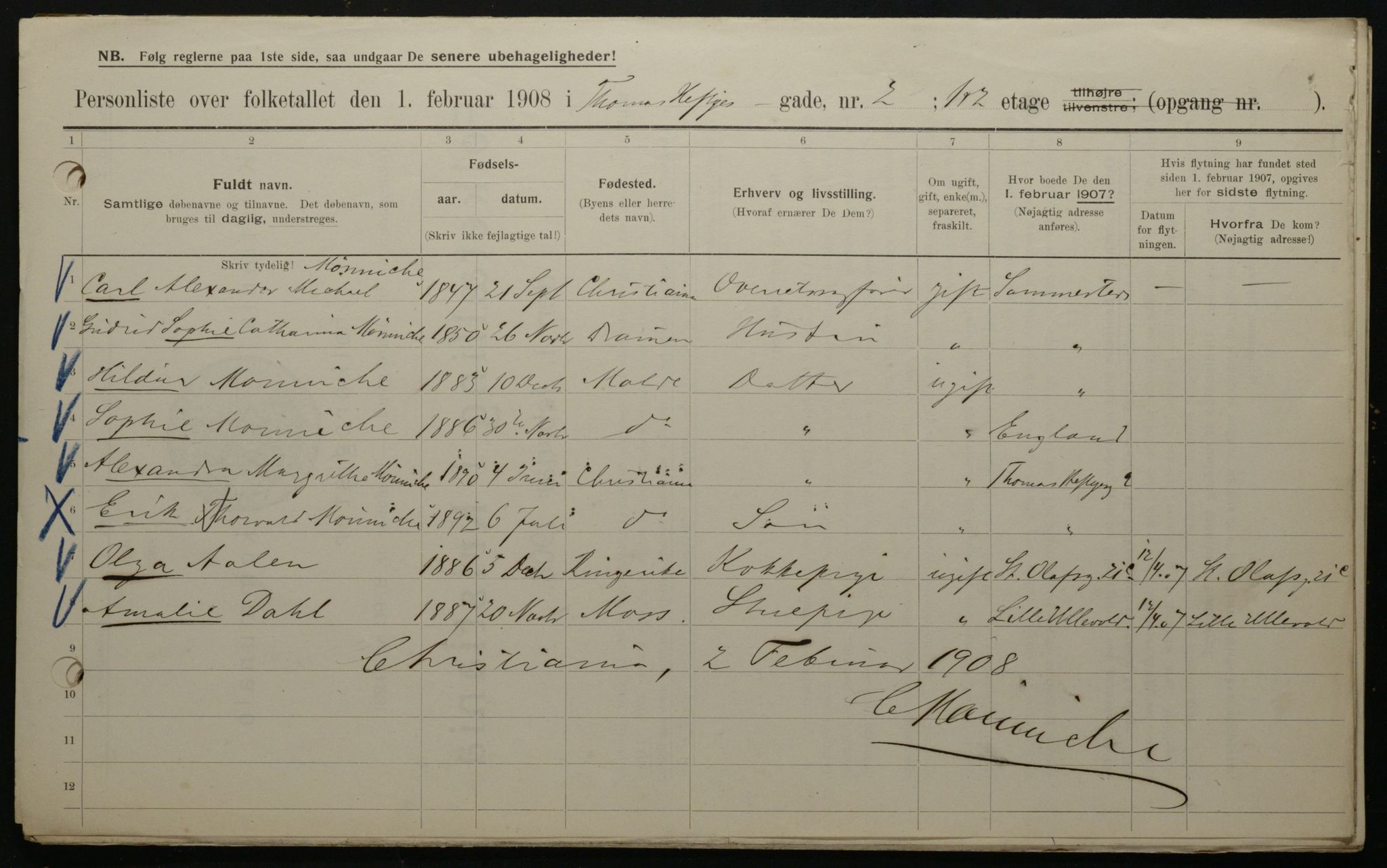 OBA, Municipal Census 1908 for Kristiania, 1908, p. 97891