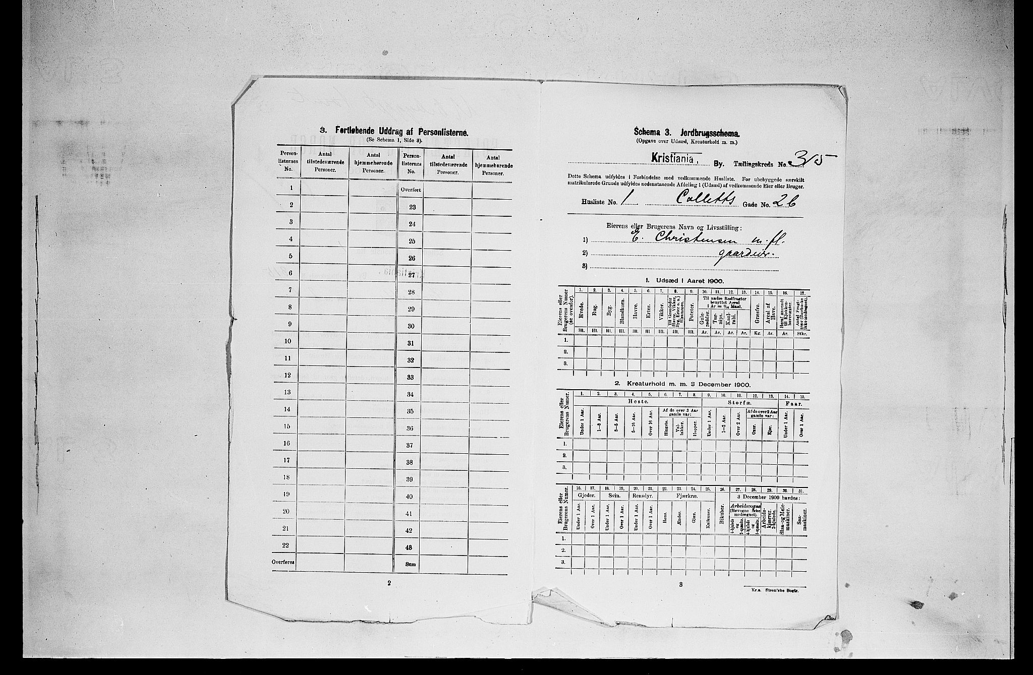 SAO, 1900 census for Kristiania, 1900, p. 13360