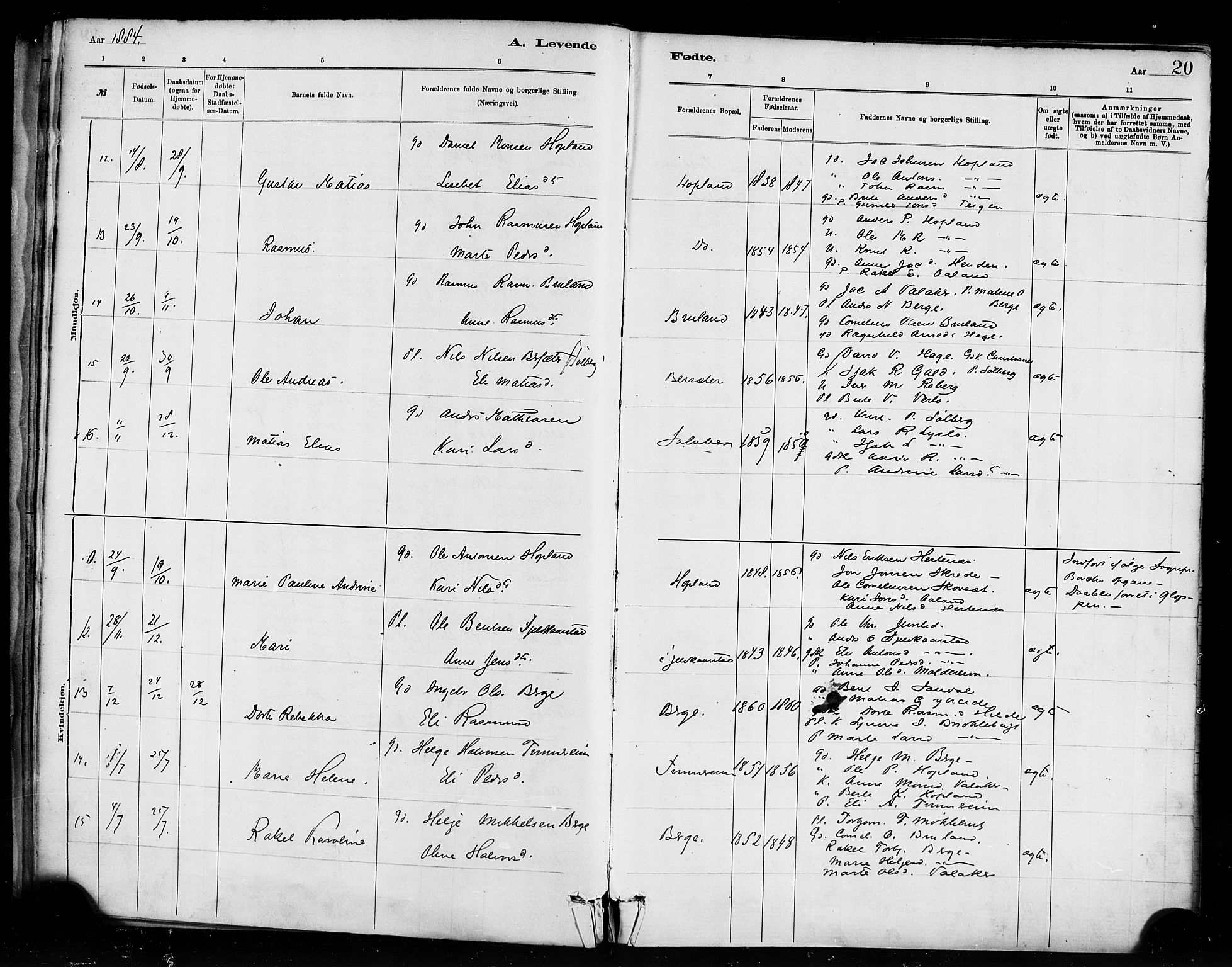 Innvik sokneprestembete, AV/SAB-A-80501: Parish register (official) no. D 1, 1879-1900, p. 20