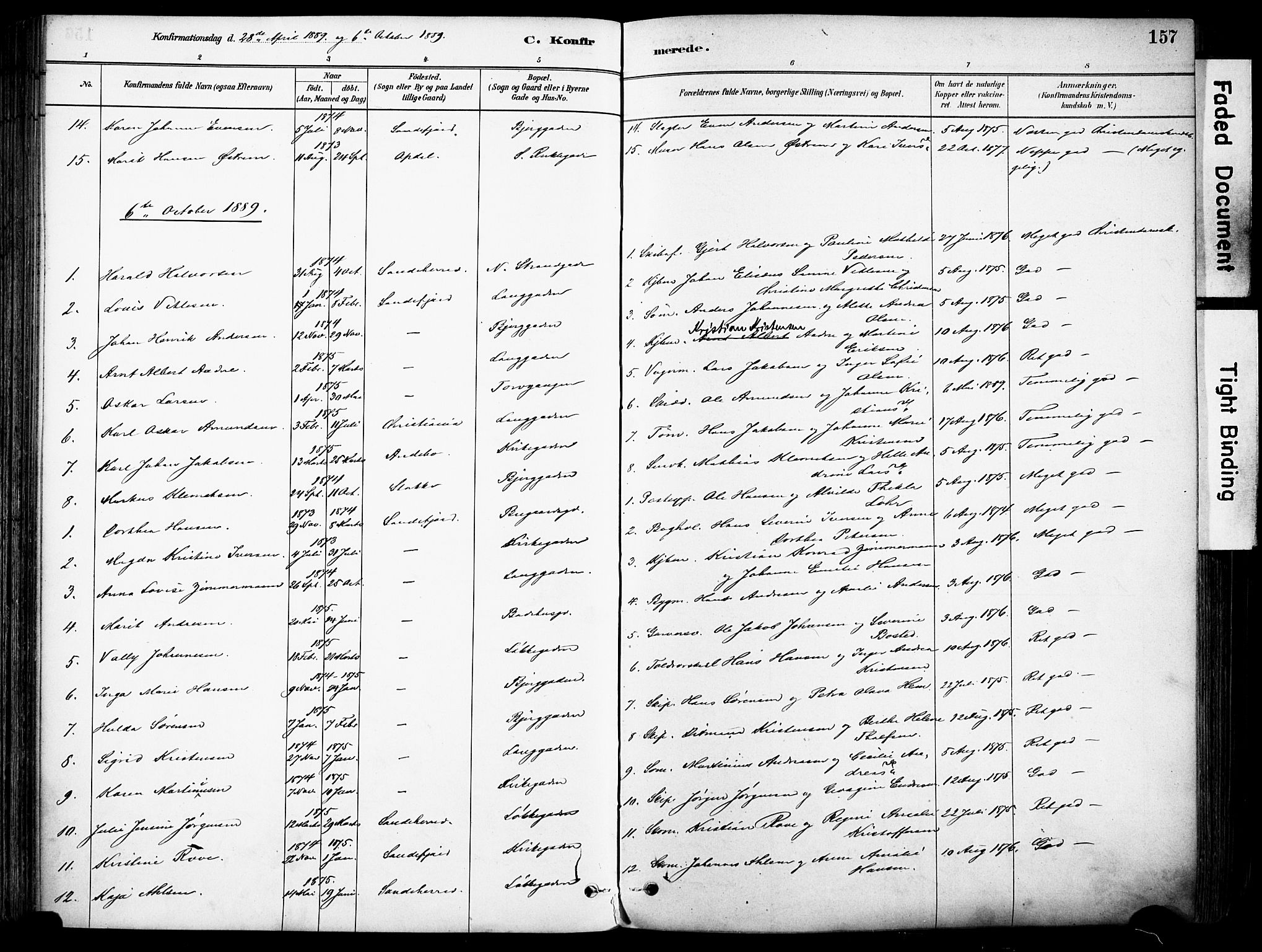 Sandefjord kirkebøker, SAKO/A-315/F/Fa/L0002: Parish register (official) no. 2, 1880-1894, p. 157