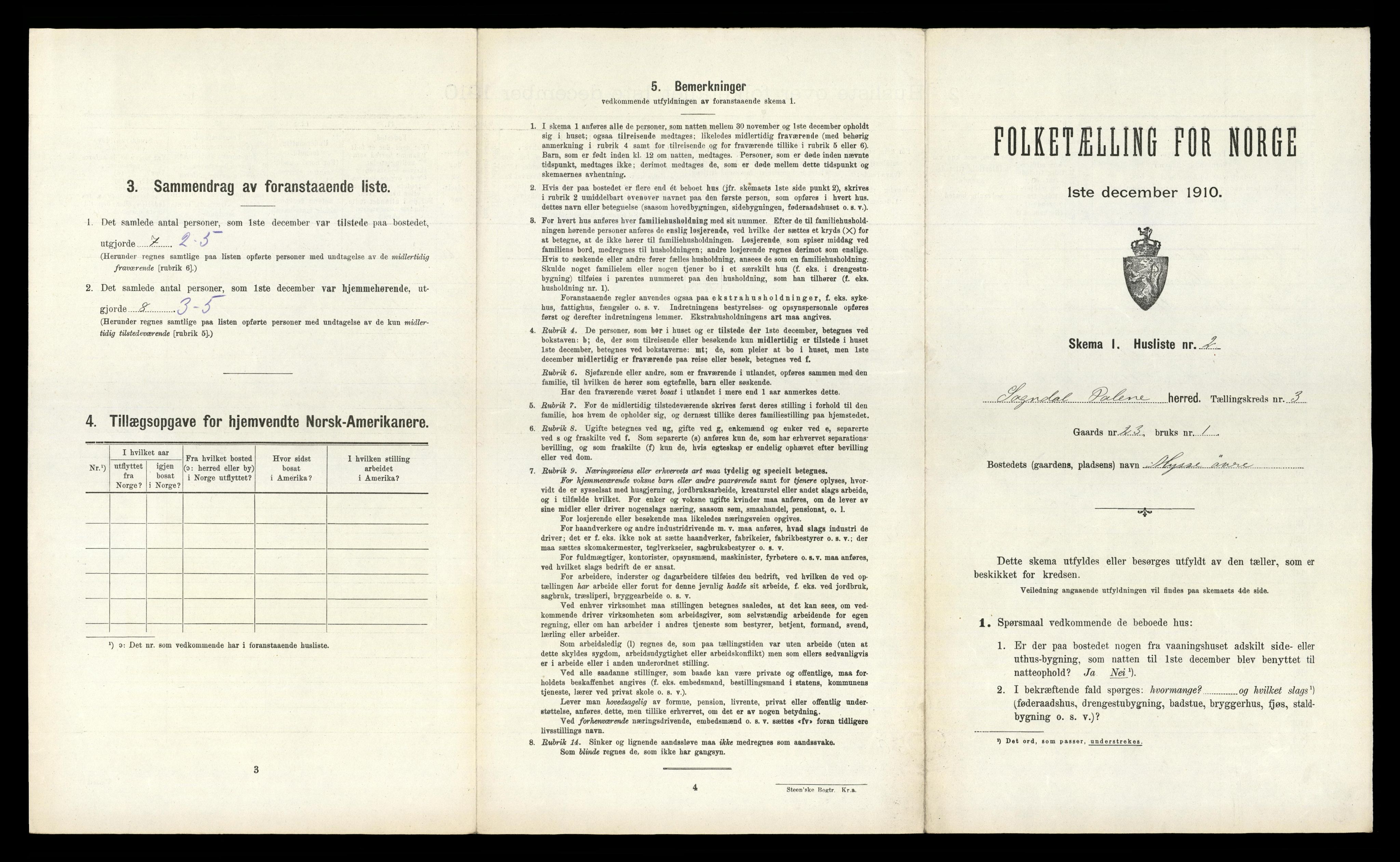 RA, 1910 census for Sokndal, 1910, p. 188