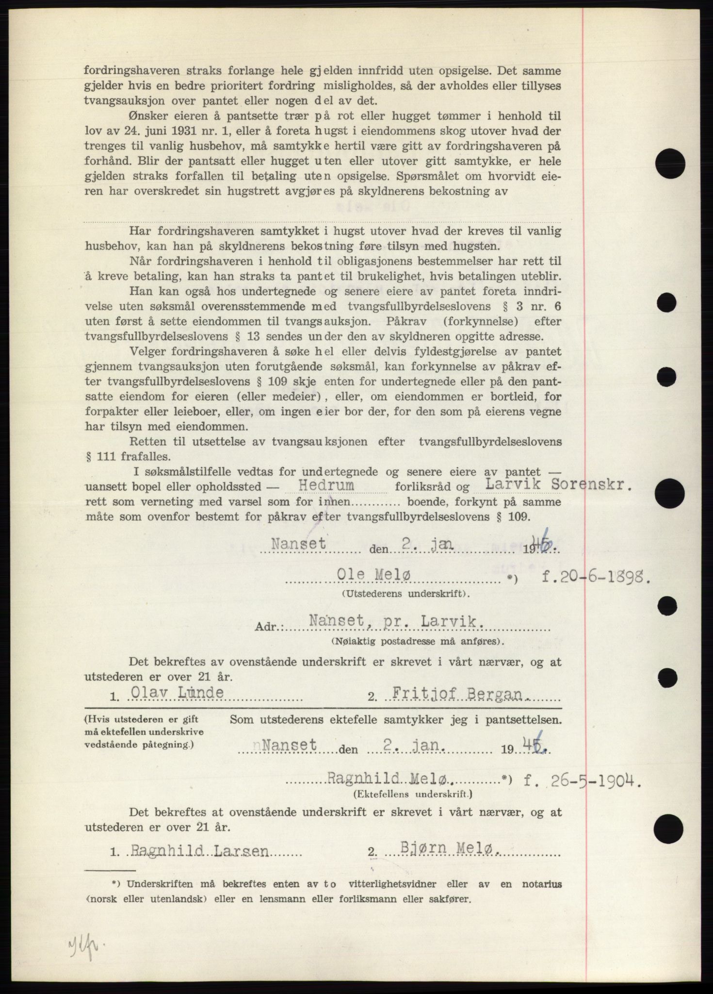 Larvik sorenskriveri, AV/SAKO-A-83/G/Ga/Gac/L0009b: Mortgage book no. B-9b, 1946-1946, Diary no: : 40/1946