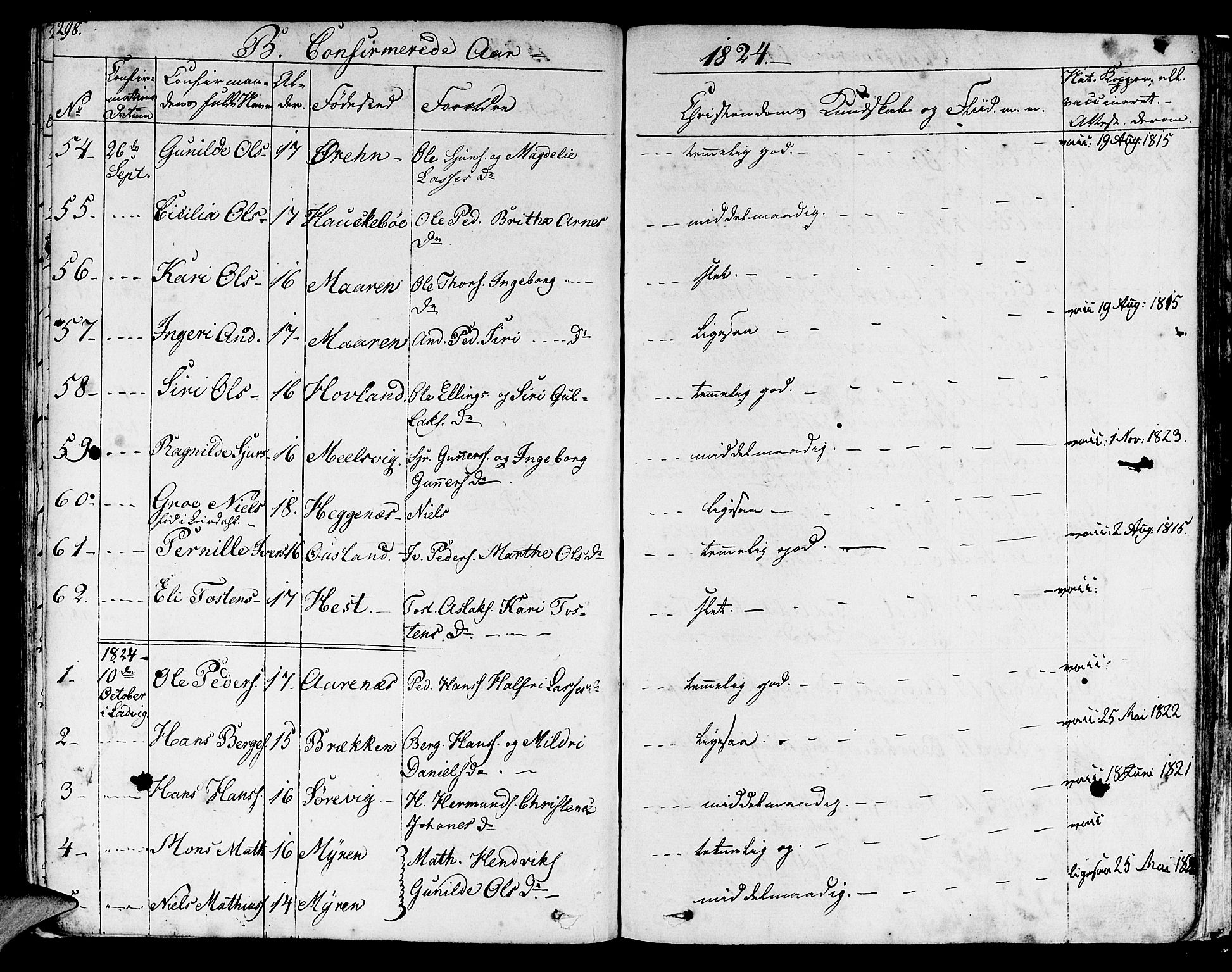 Lavik sokneprestembete, AV/SAB-A-80901: Parish register (official) no. A 2I, 1821-1842, p. 298