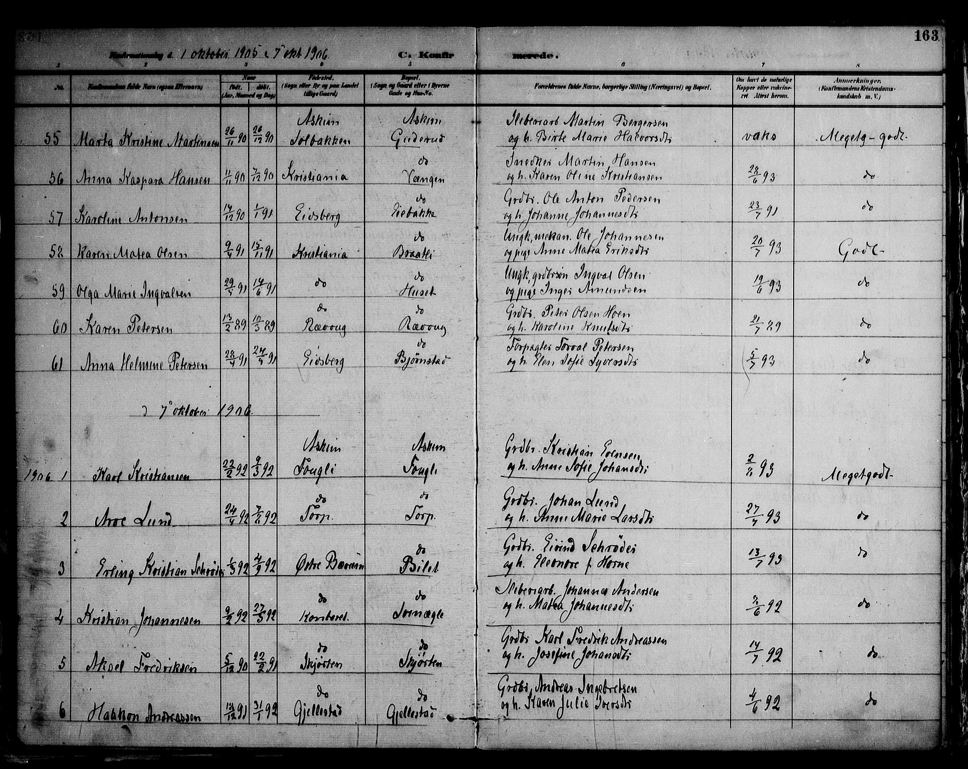 Askim prestekontor Kirkebøker, AV/SAO-A-10900/F/Fa/L0008: Parish register (official) no. 8, 1898-1912, p. 163