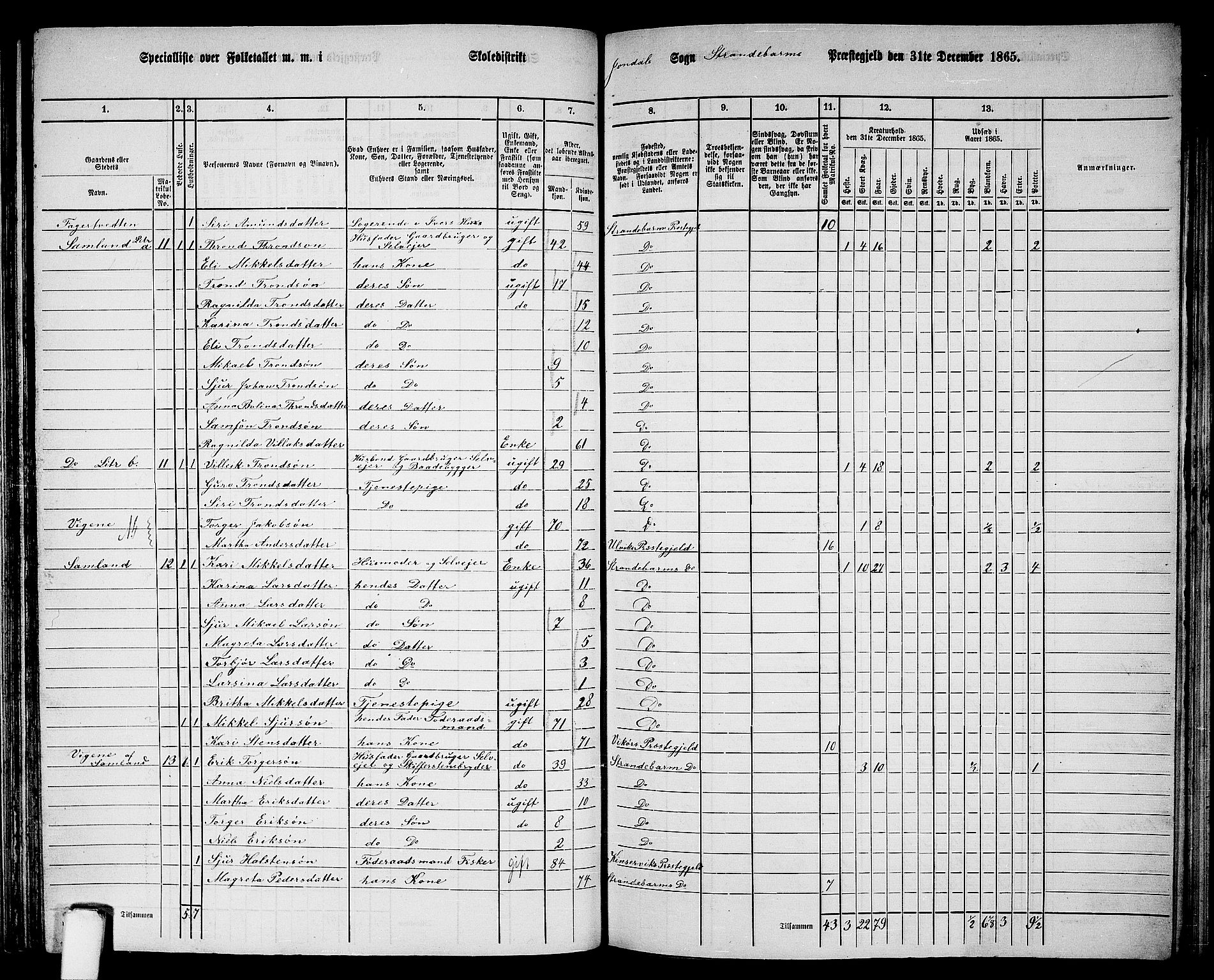 RA, 1865 census for Strandebarm, 1865, p. 147