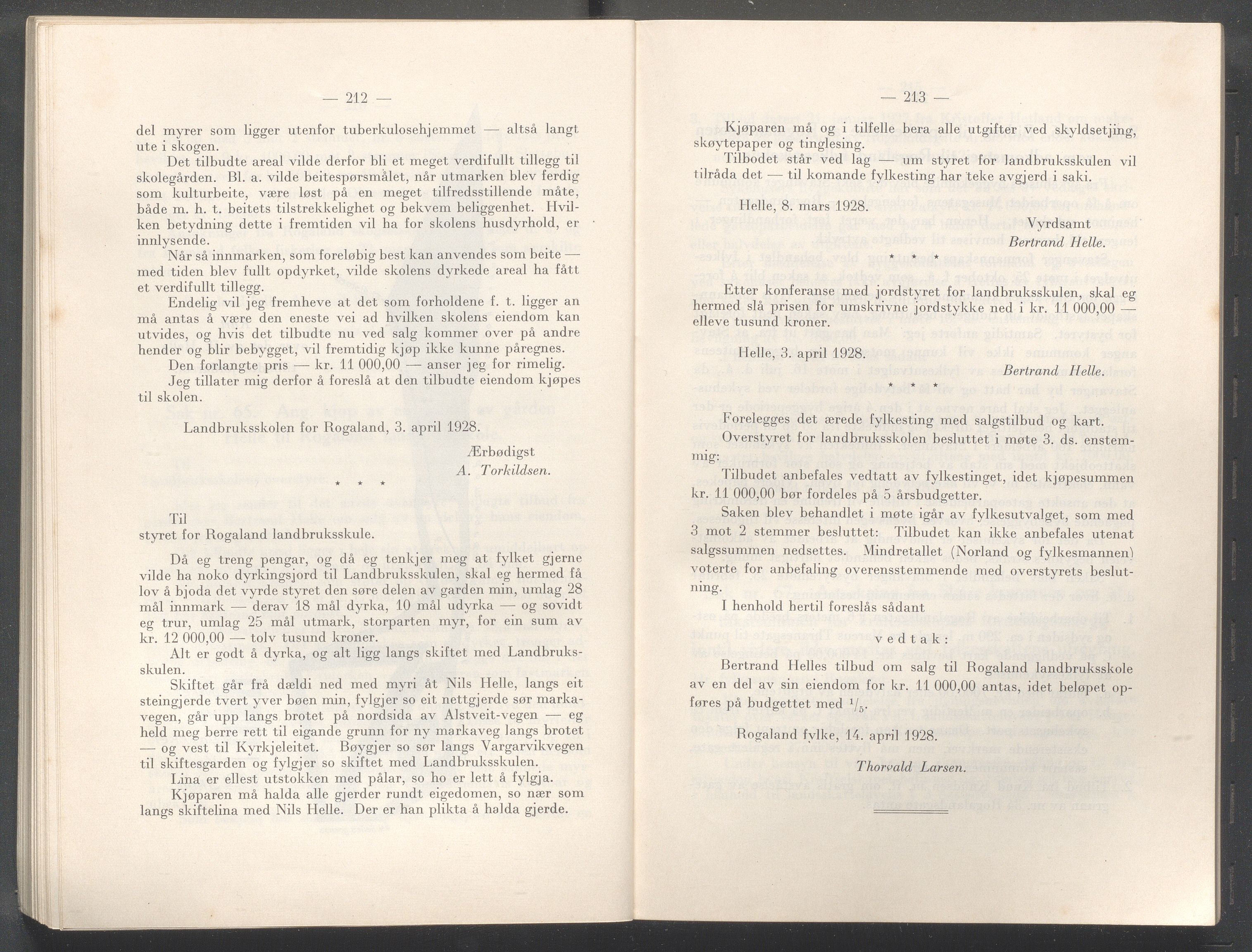 Rogaland fylkeskommune - Fylkesrådmannen , IKAR/A-900/A/Aa/Aaa/L0047: Møtebok , 1928, p. 212-213