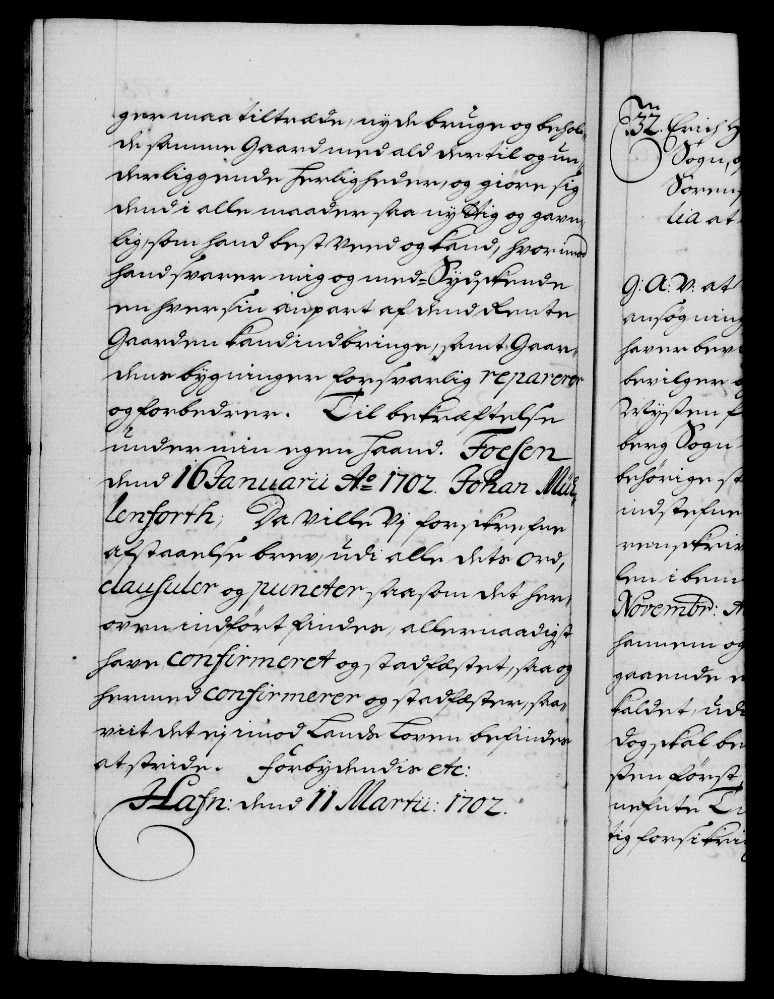 Danske Kanselli 1572-1799, AV/RA-EA-3023/F/Fc/Fca/Fcaa/L0018: Norske registre, 1699-1703, p. 308b