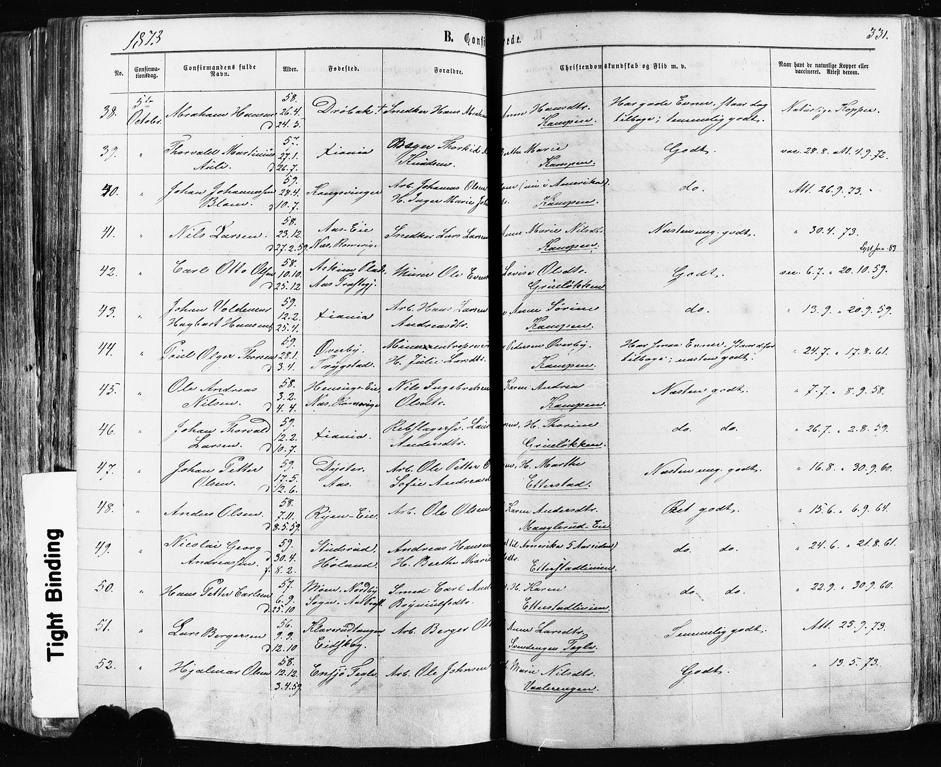 Østre Aker prestekontor Kirkebøker, SAO/A-10840/F/Fa/L0003: Parish register (official) no. I 3, 1869-1875, p. 331