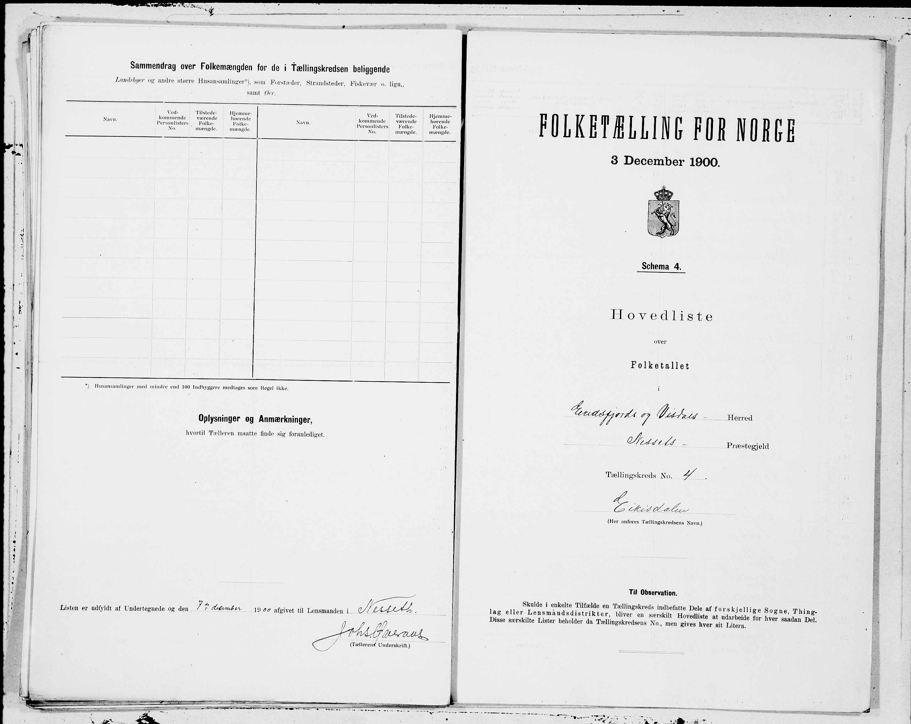 SAT, 1900 census for Eresfjord og Vistdal, 1900, p. 8