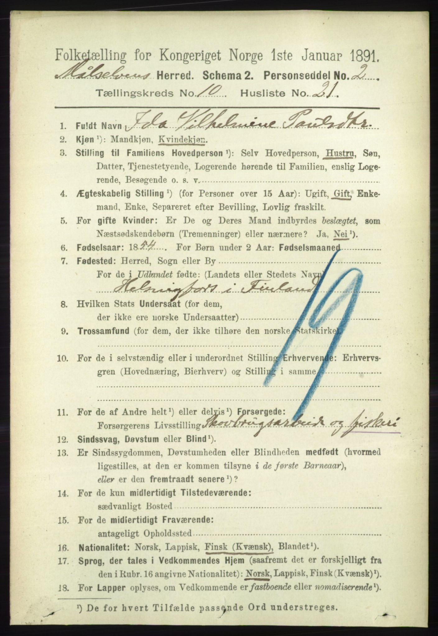 RA, 1891 census for 1924 Målselv, 1891, p. 3159