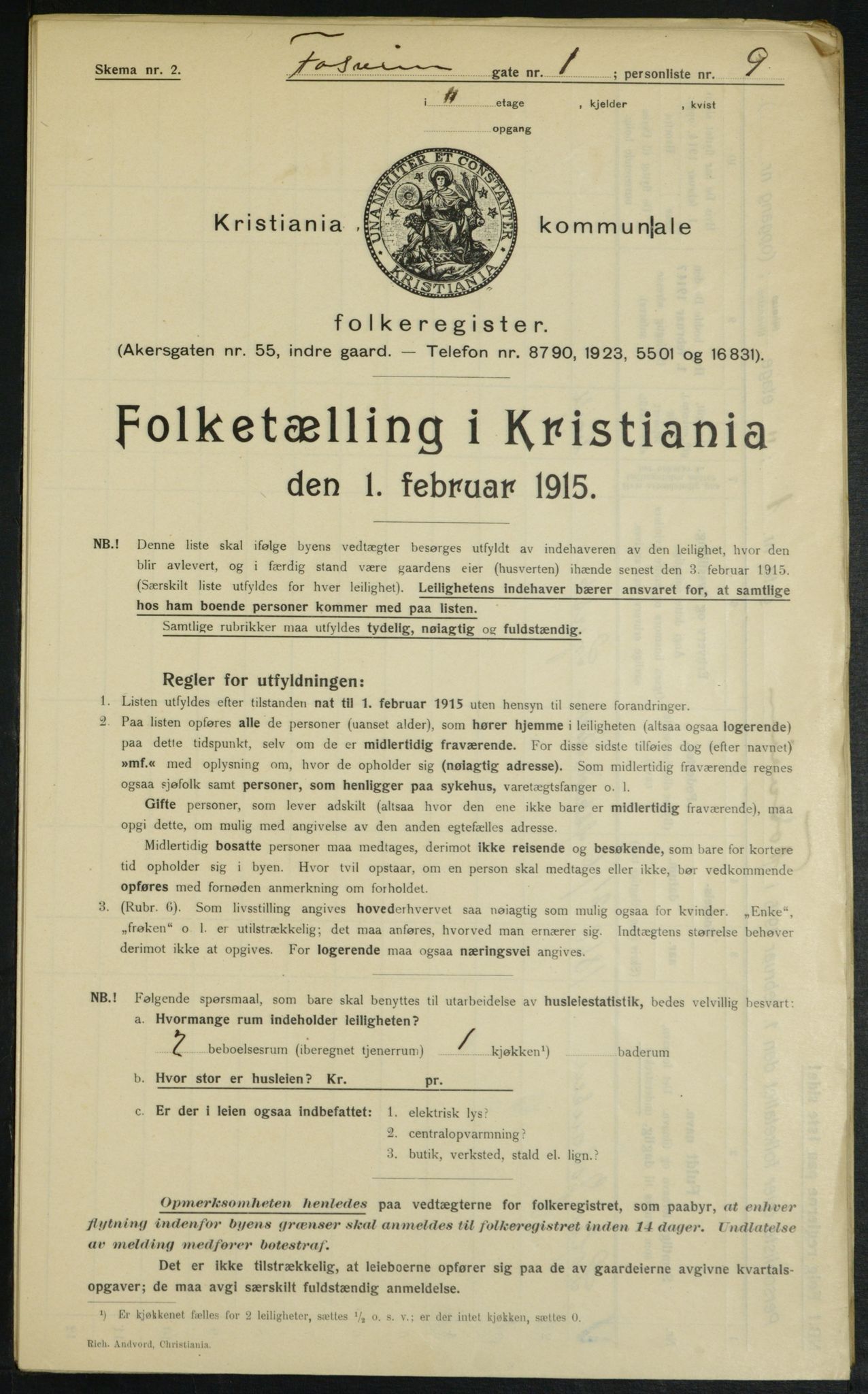 OBA, Municipal Census 1915 for Kristiania, 1915, p. 24208