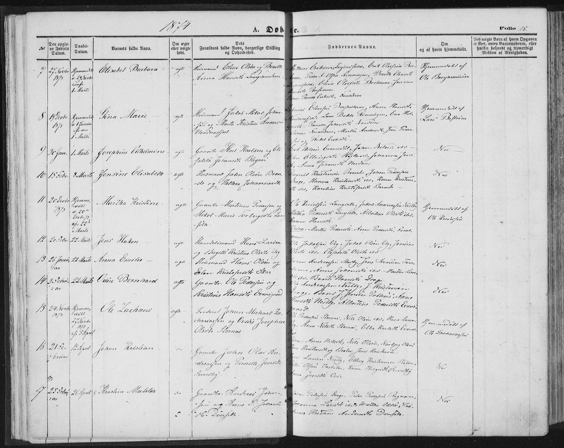 Ministerialprotokoller, klokkerbøker og fødselsregistre - Nordland, AV/SAT-A-1459/847/L0668: Parish register (official) no. 847A08, 1872-1886, p. 15