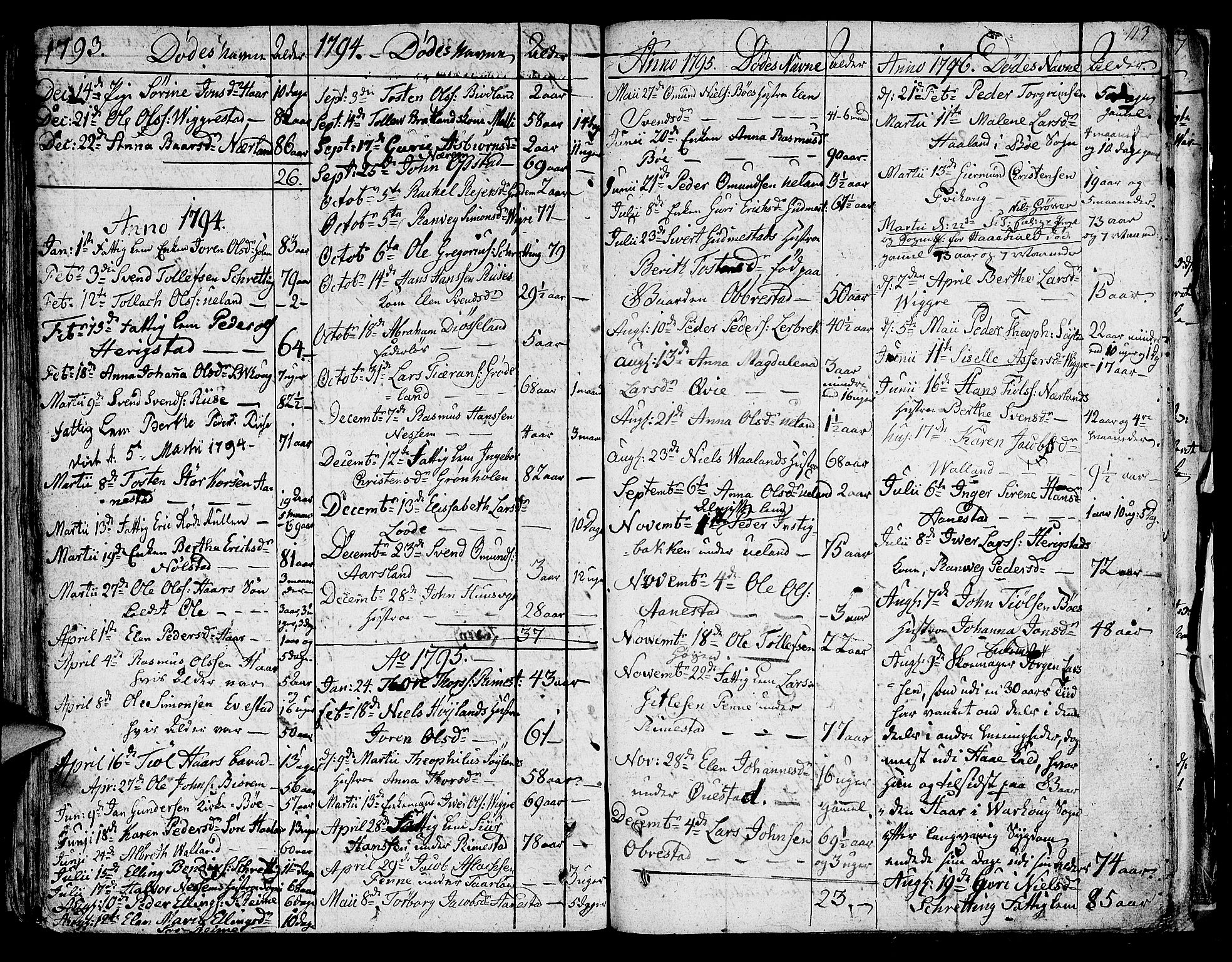 Hå sokneprestkontor, SAST/A-101801/001/30BA/L0001: Parish register (official) no. A 1, 1787-1812, p. 113